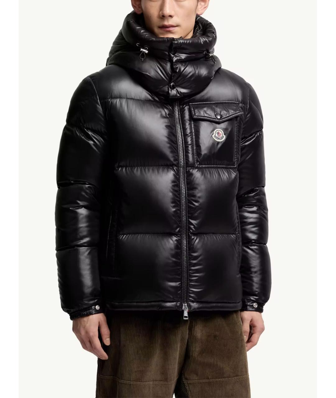 MONCLER Черный синтетический пуховик, фото 2