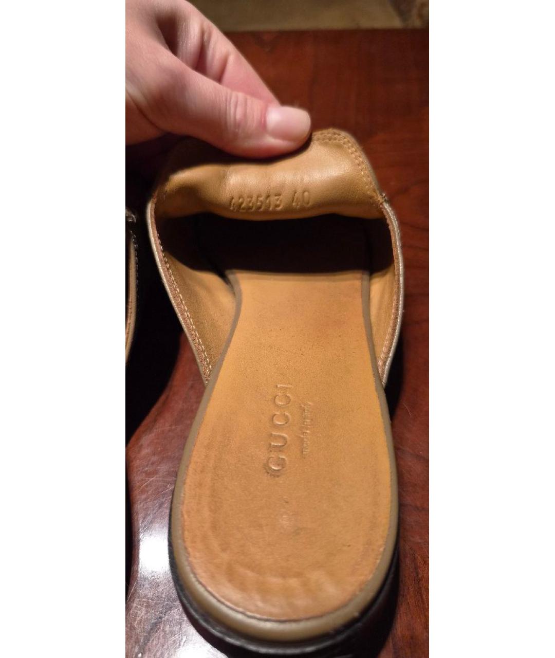 GUCCI Бежевые кожаные мюли, фото 5
