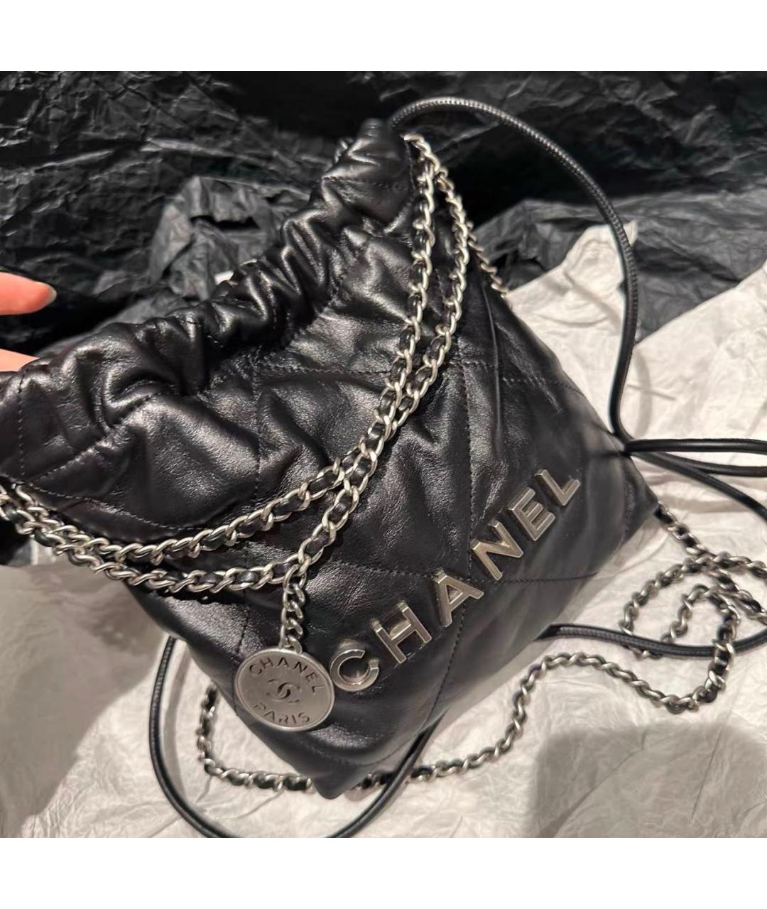 CHANEL Черная кожаная сумка тоут, фото 9