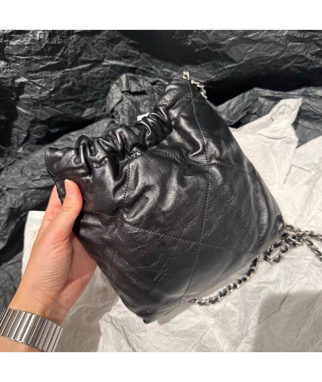 CHANEL Черная кожаная сумка тоут, фото 7