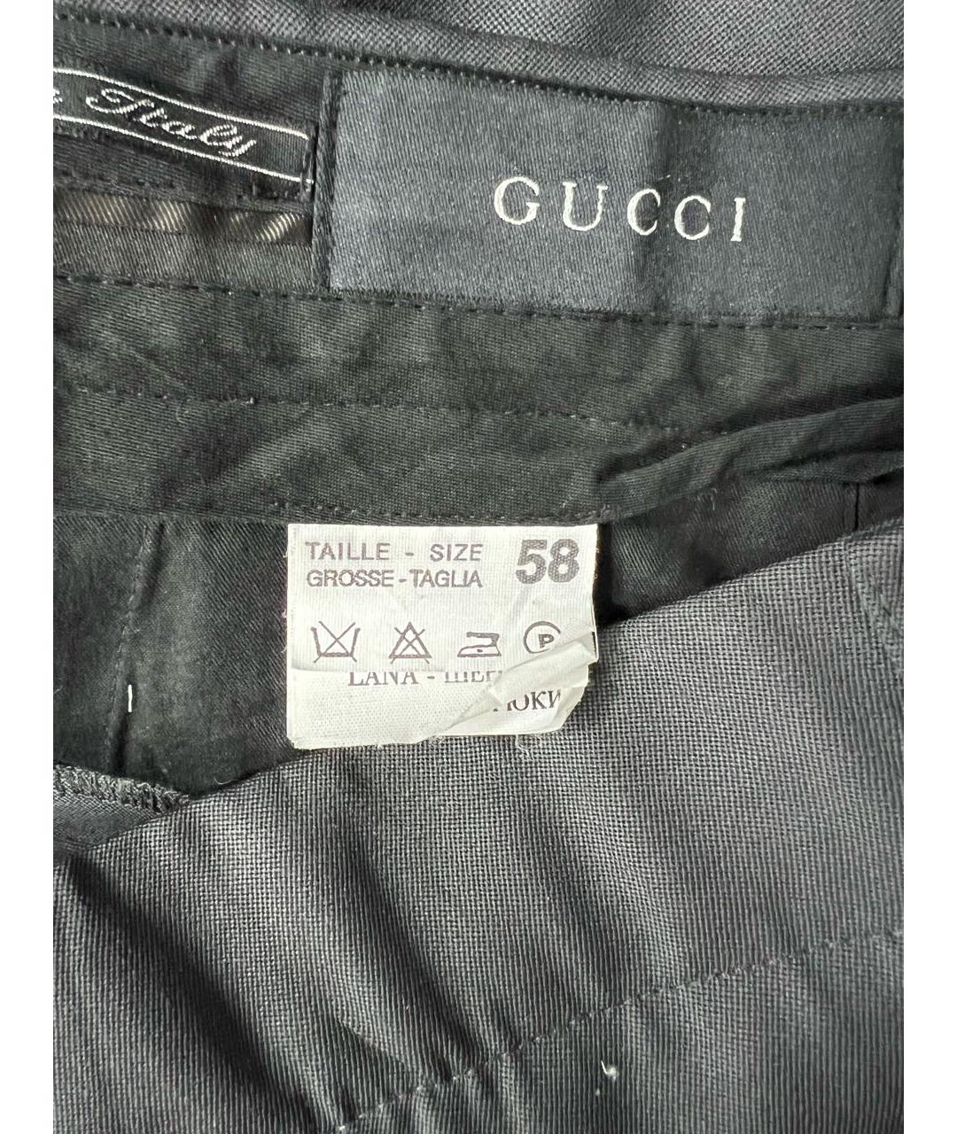 GUCCI Антрацитовые шерстяные классические брюки, фото 3