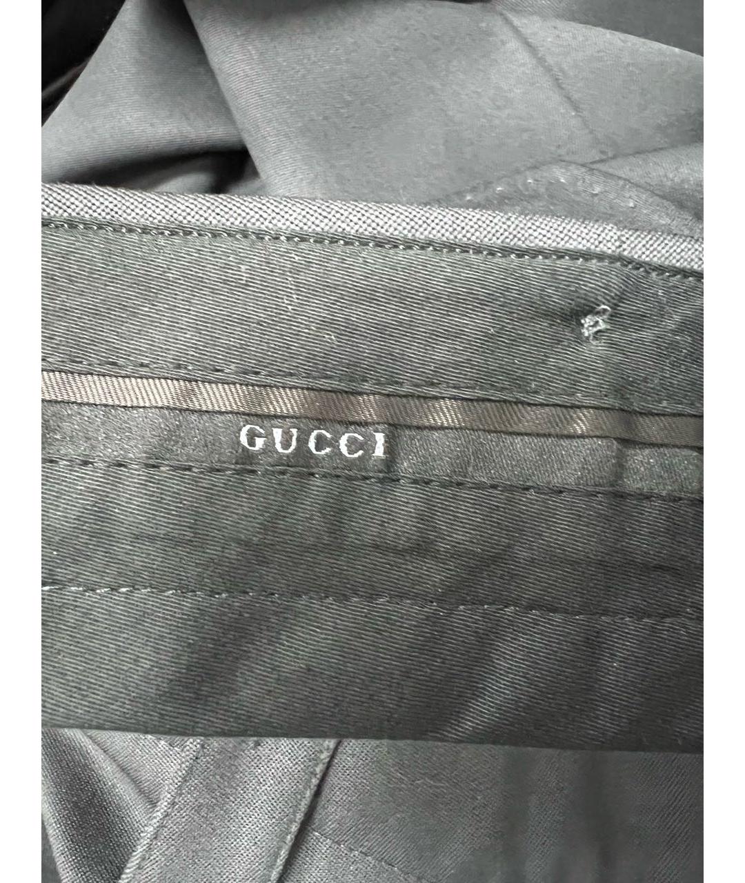 GUCCI Антрацитовые шерстяные классические брюки, фото 7