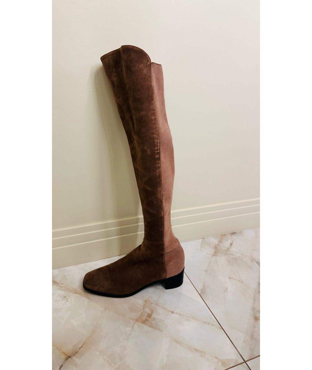 STUART WEITZMAN Бежевые замшевые ботфорты, фото 9
