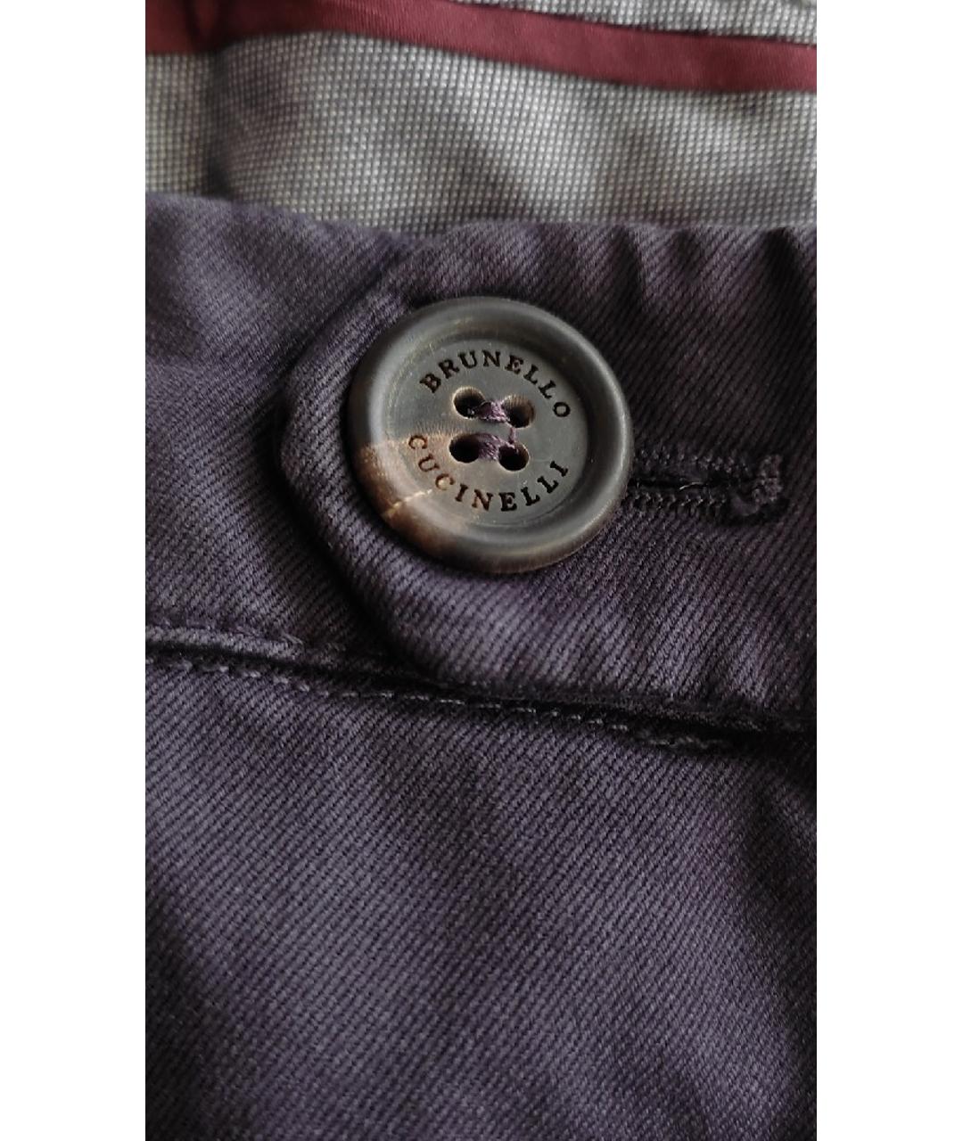 BRUNELLO CUCINELLI Фиолетовые хлопковые повседневные брюки, фото 5