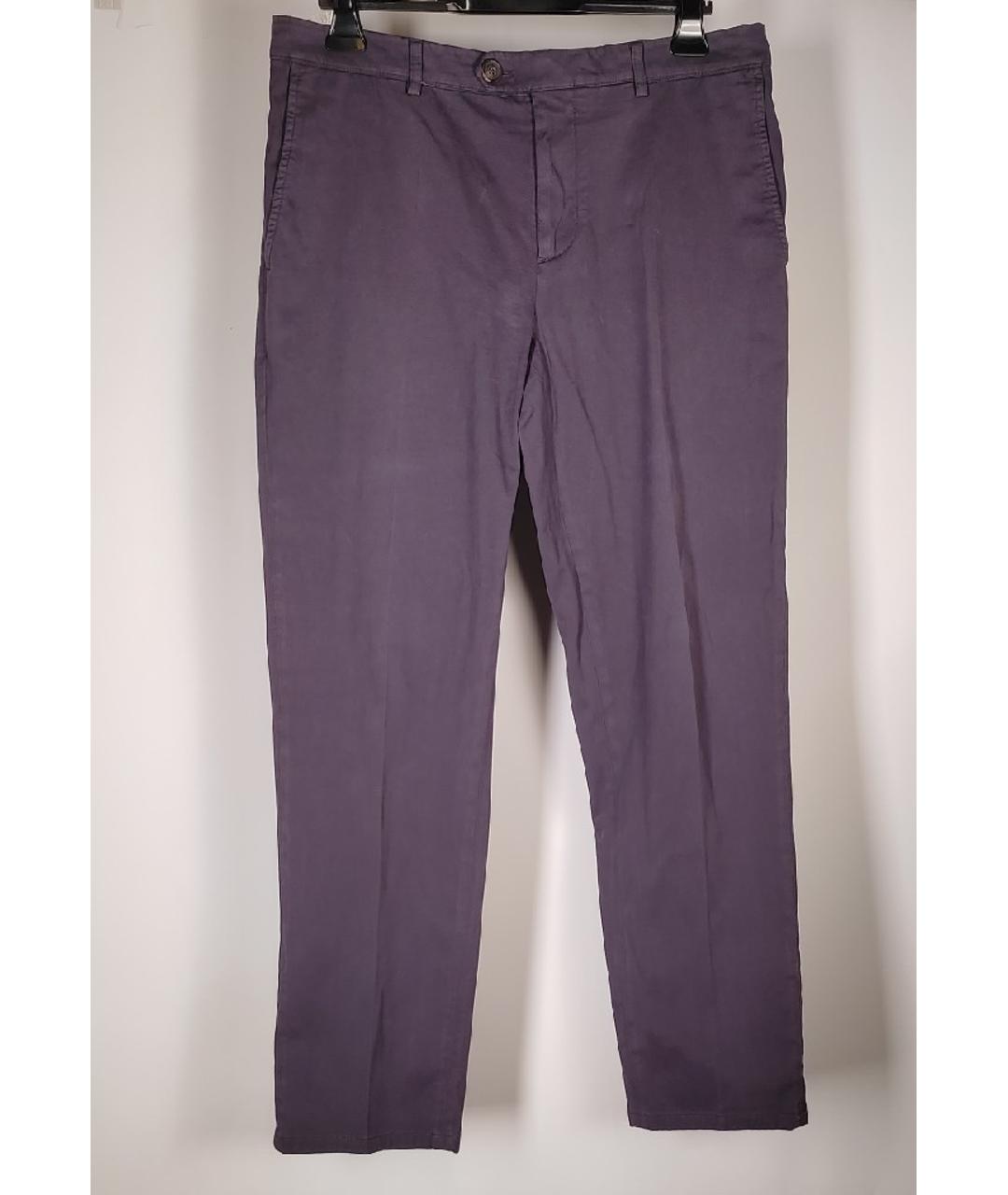 BRUNELLO CUCINELLI Фиолетовые хлопковые повседневные брюки, фото 8