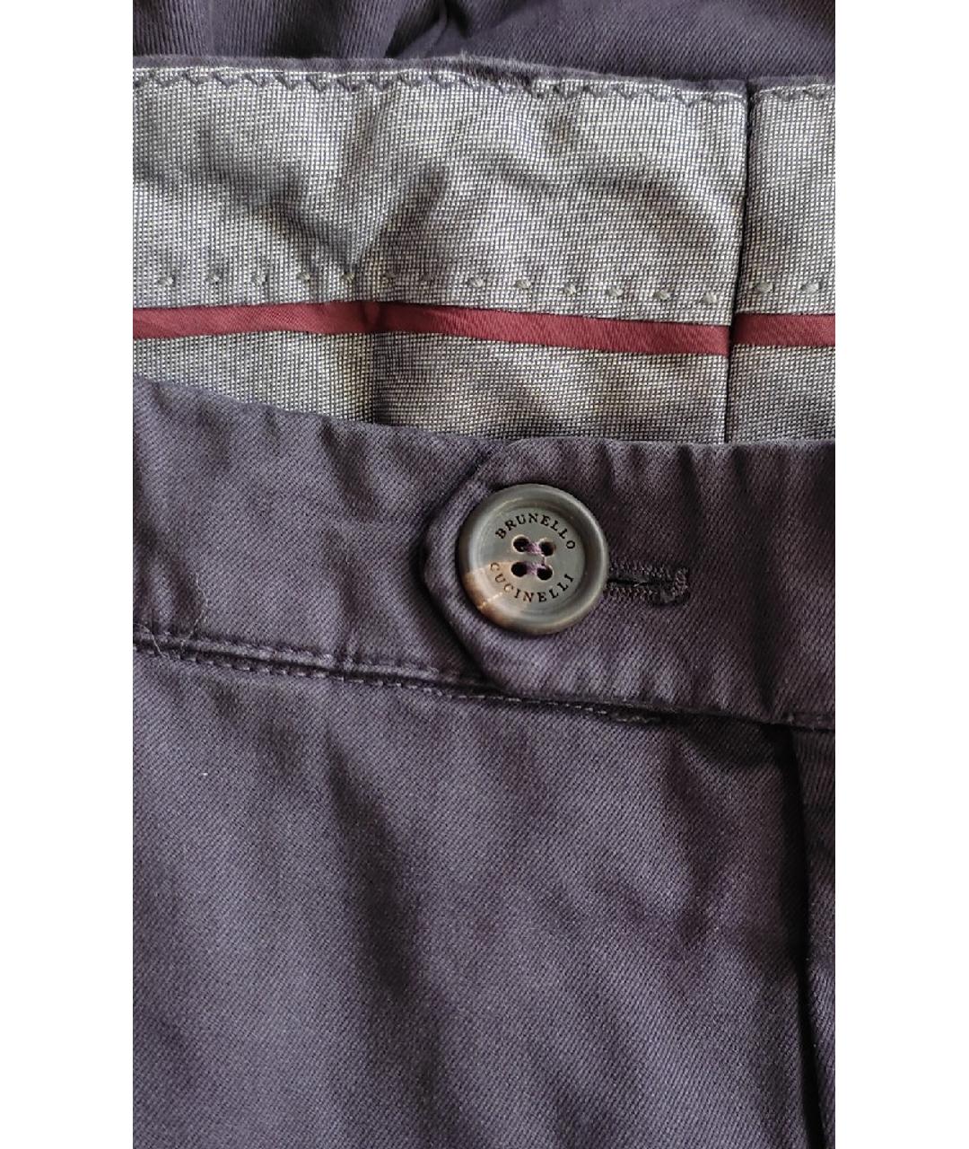 BRUNELLO CUCINELLI Фиолетовые хлопковые повседневные брюки, фото 4