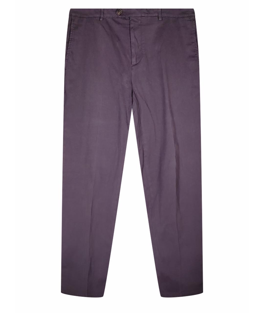 BRUNELLO CUCINELLI Фиолетовые хлопковые повседневные брюки, фото 1