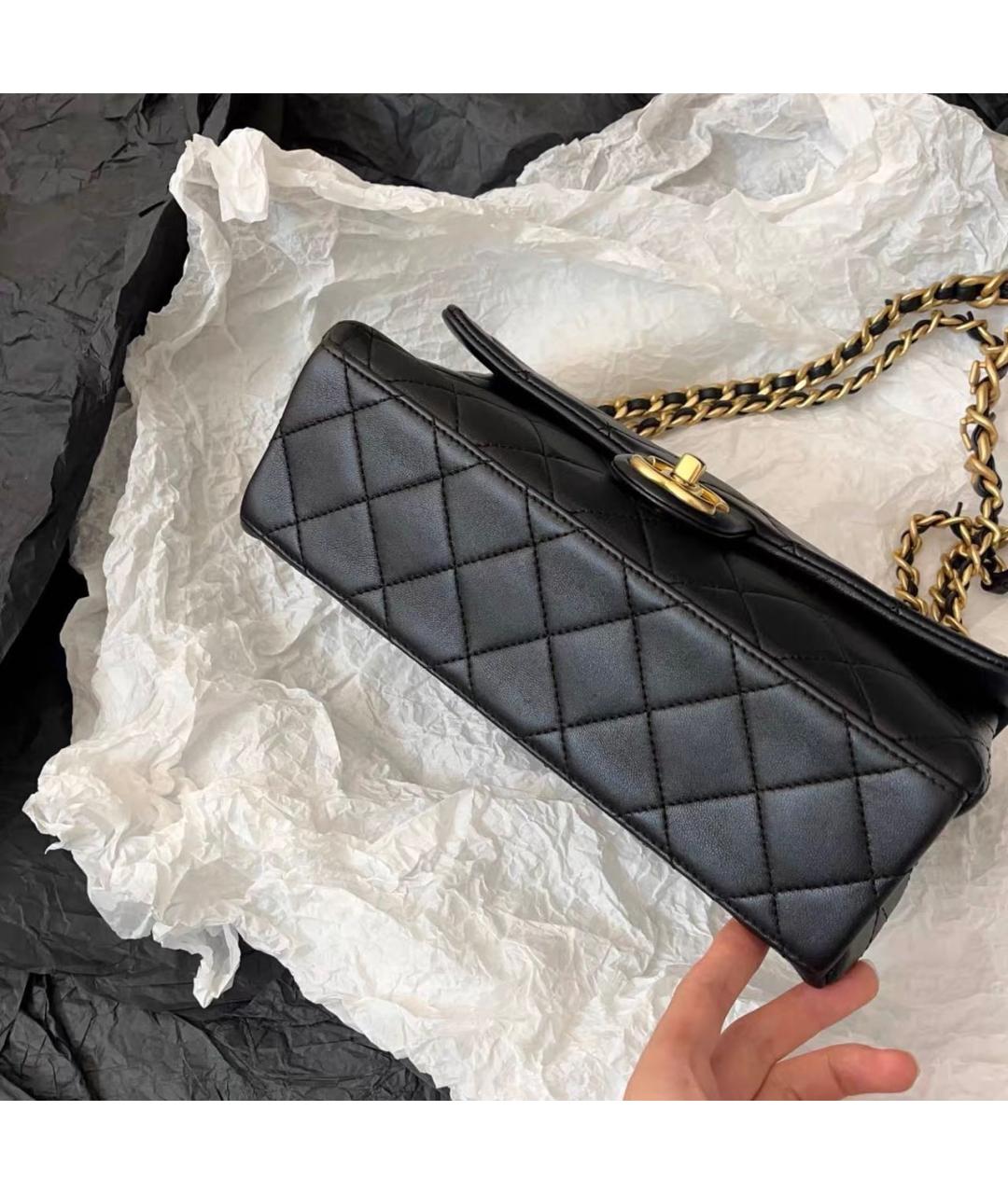 CHANEL Черная кожаная сумка через плечо, фото 6