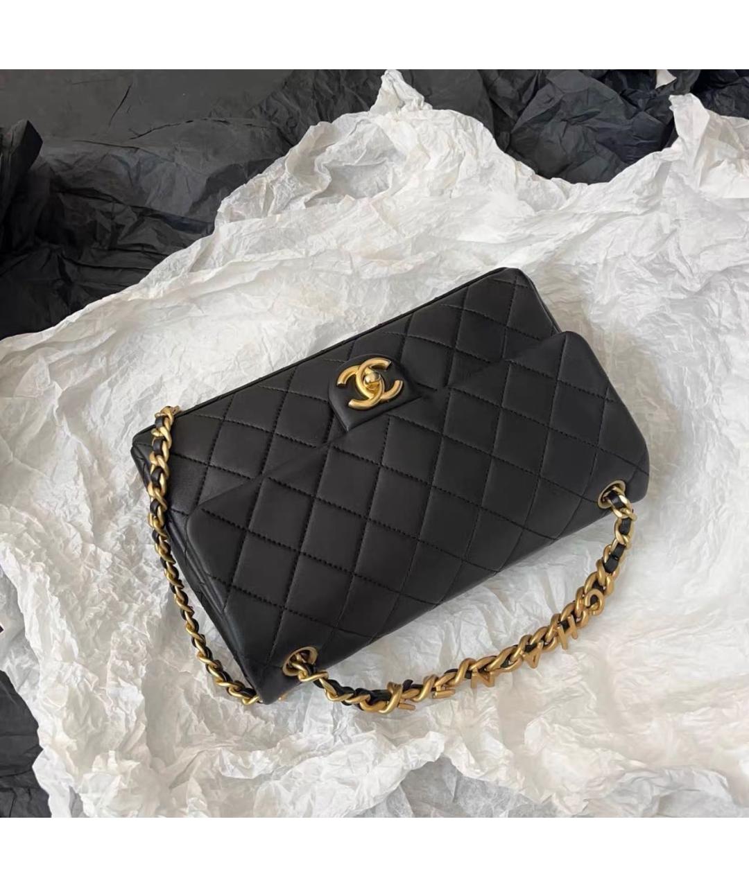 CHANEL Черная кожаная сумка через плечо, фото 4