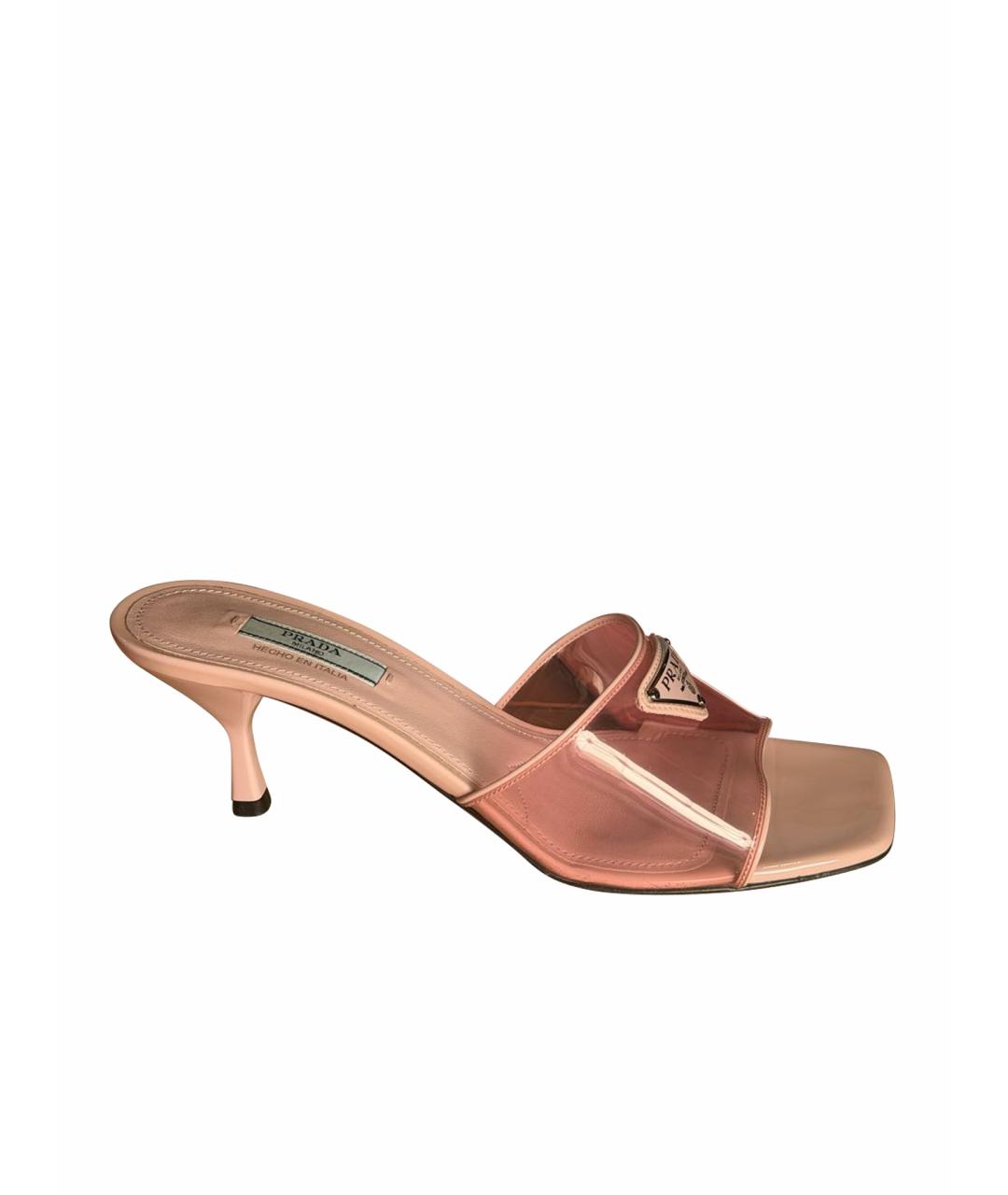 PRADA Розовые кожаные мюли, фото 1