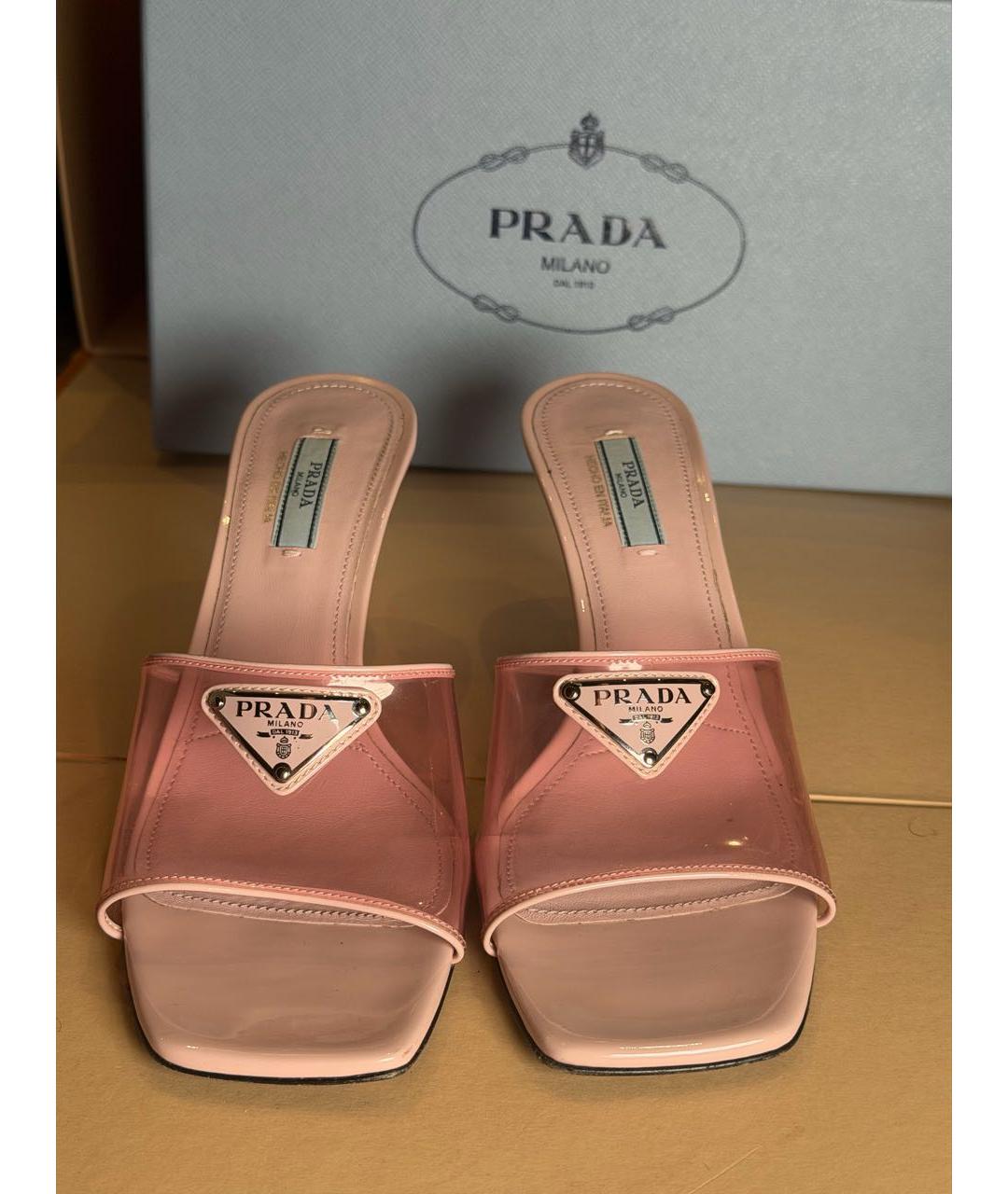 PRADA Розовые кожаные мюли, фото 2