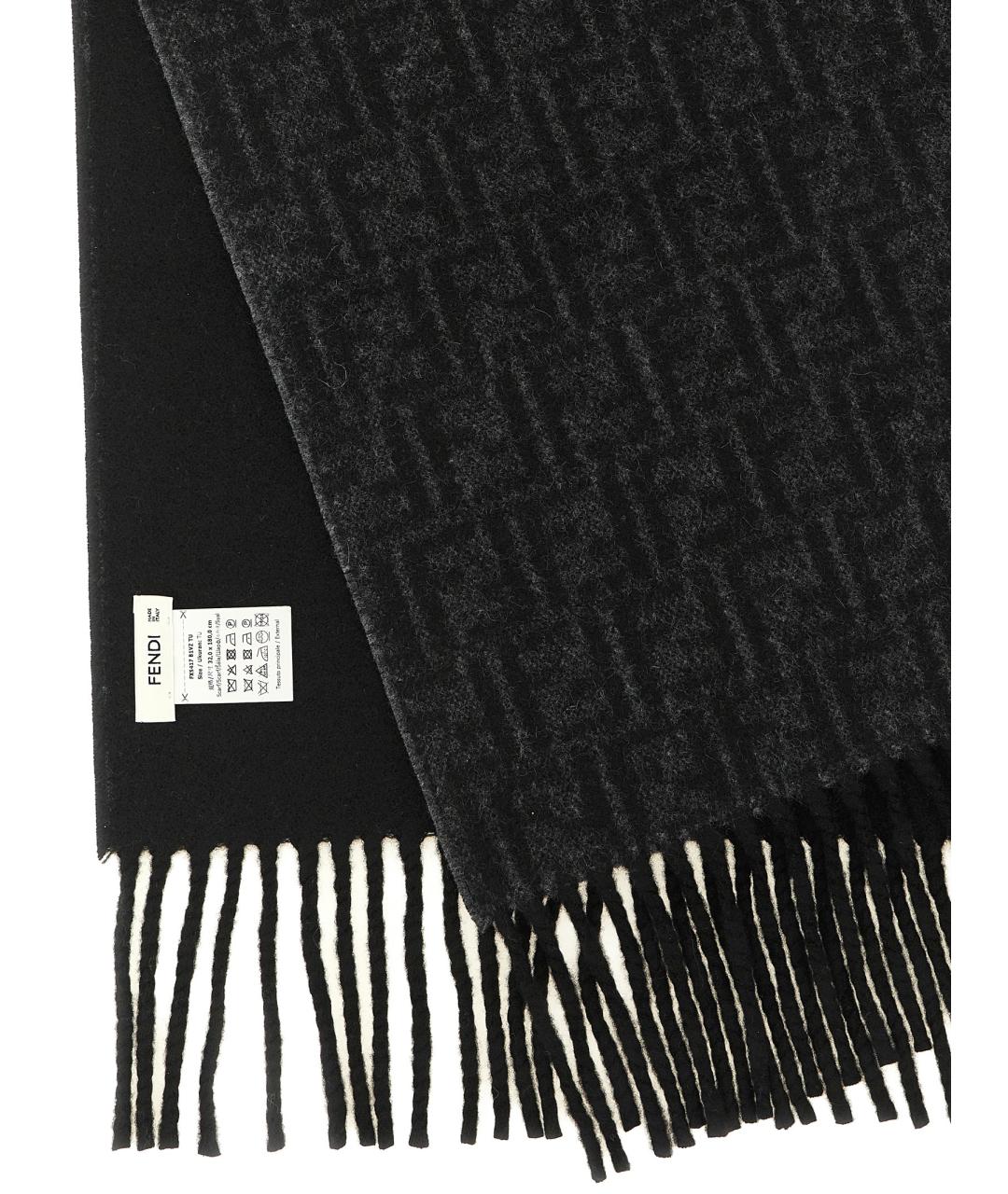 FENDI Черный шерстяной шарф, фото 3