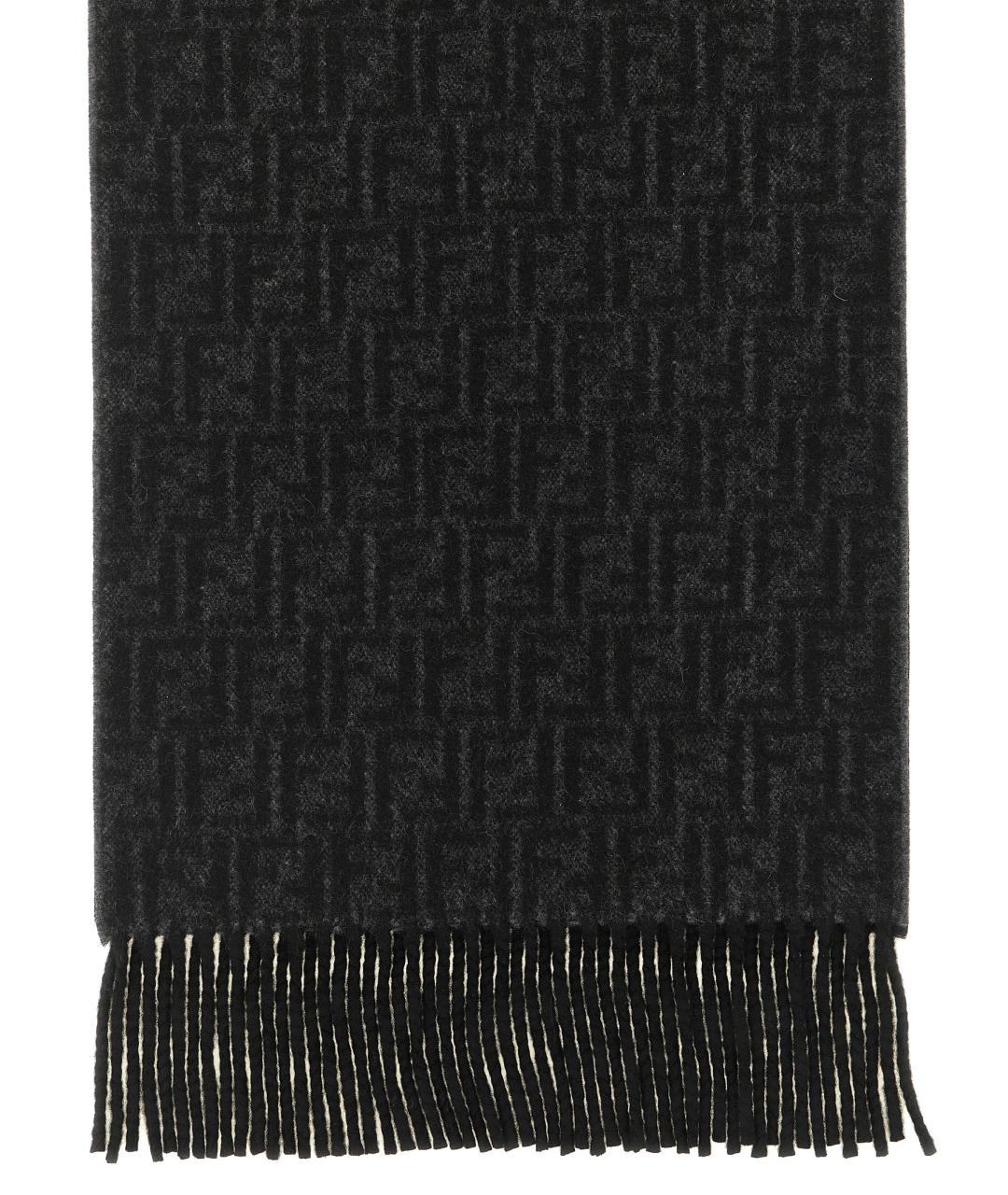 FENDI Черный шерстяной шарф, фото 2