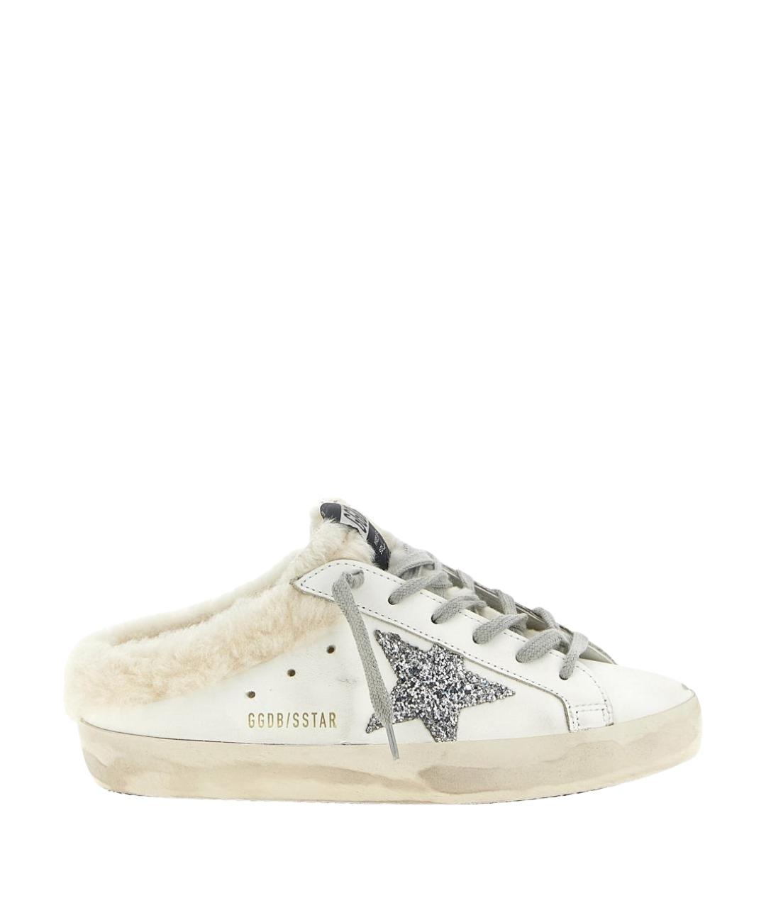 GOLDEN GOOSE Белые кожаные сабо, фото 1