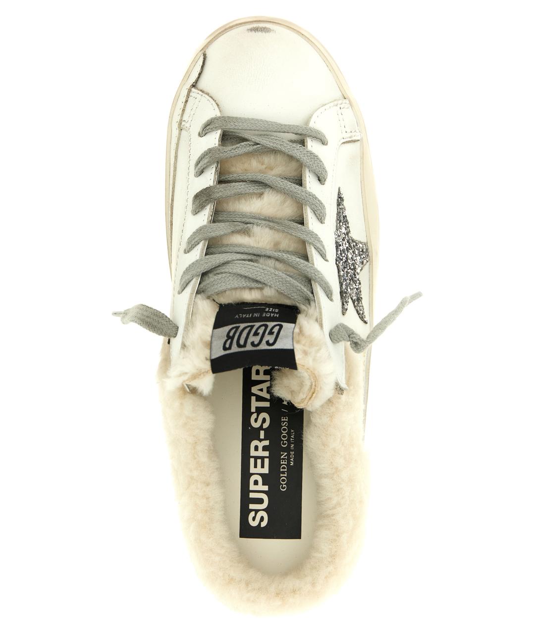 GOLDEN GOOSE Белые кожаные сабо, фото 4