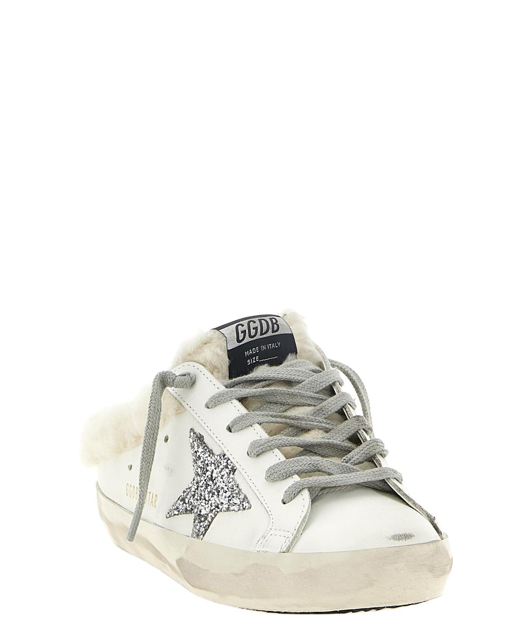 GOLDEN GOOSE Белые кожаные сабо, фото 2