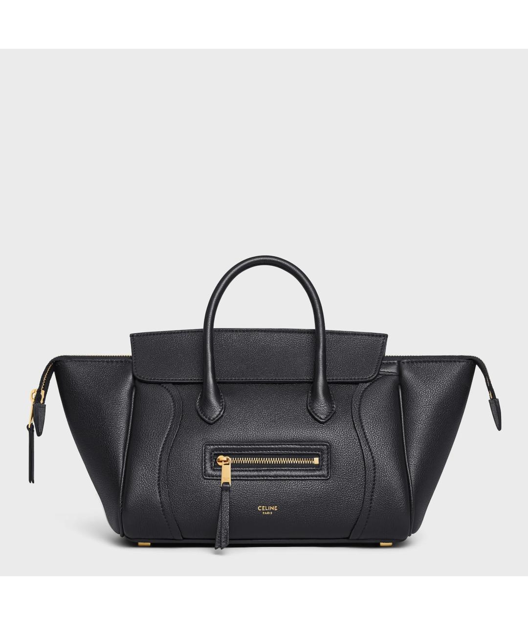 CELINE Черная кожаная сумка тоут, фото 3