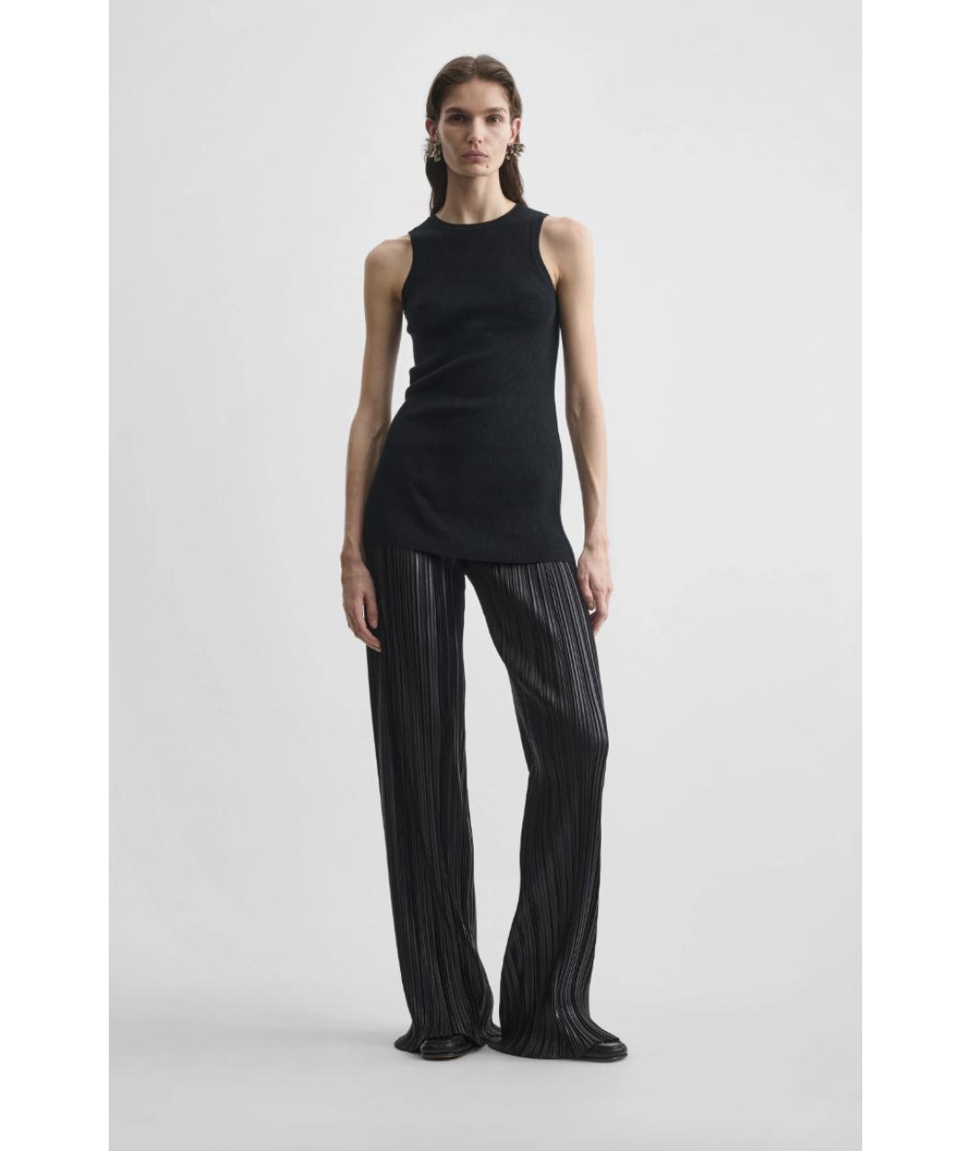 PHOEBE PHILO Черные полиэстеровые прямые брюки, фото 3