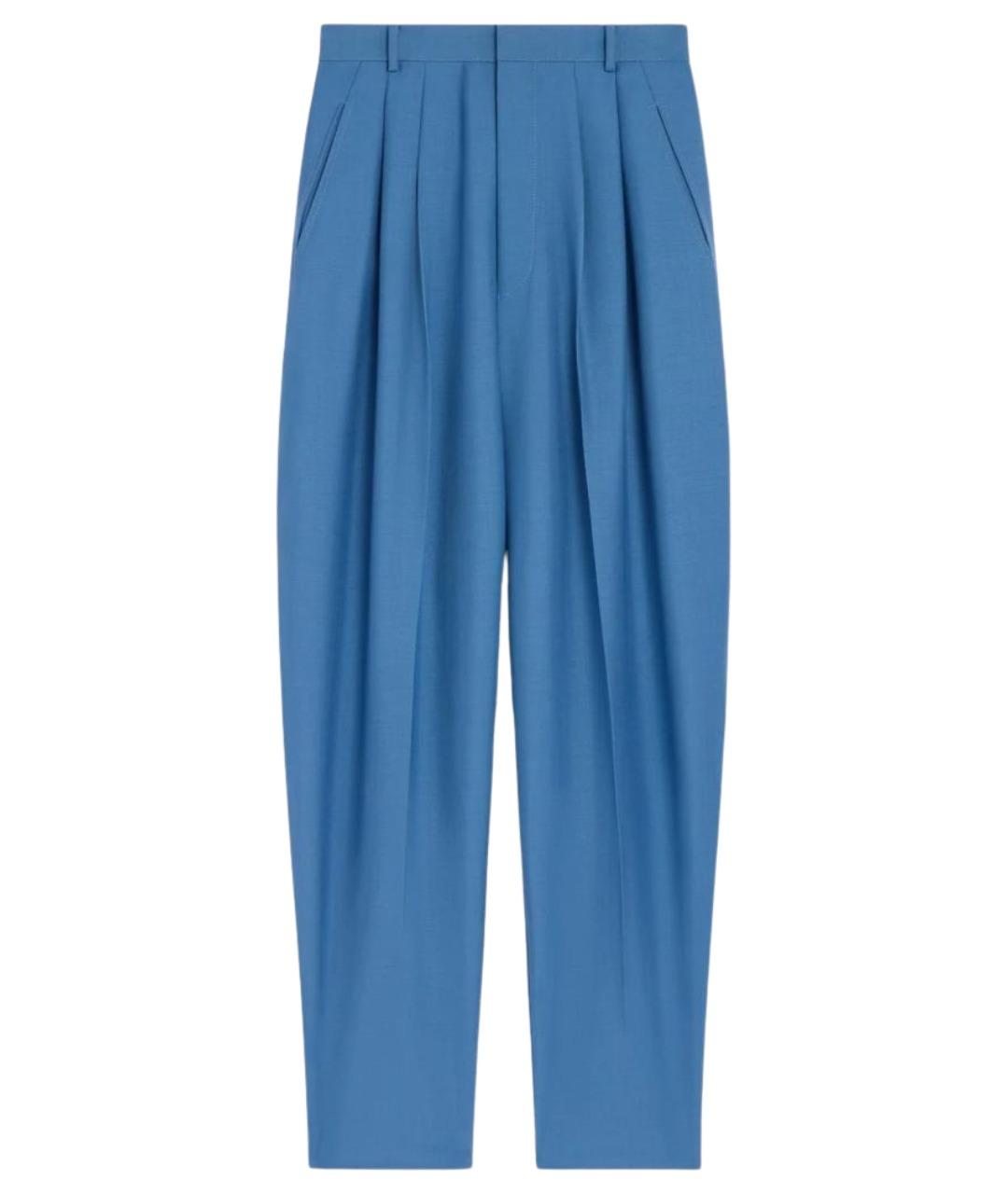 CELINE Голубые шерстяные брюки широкие, фото 1