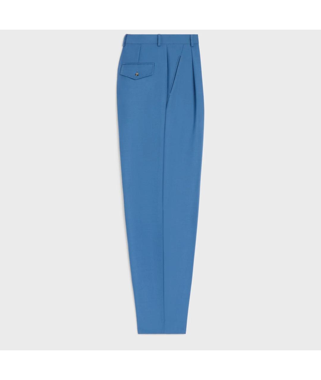 CELINE Голубые шерстяные брюки широкие, фото 2