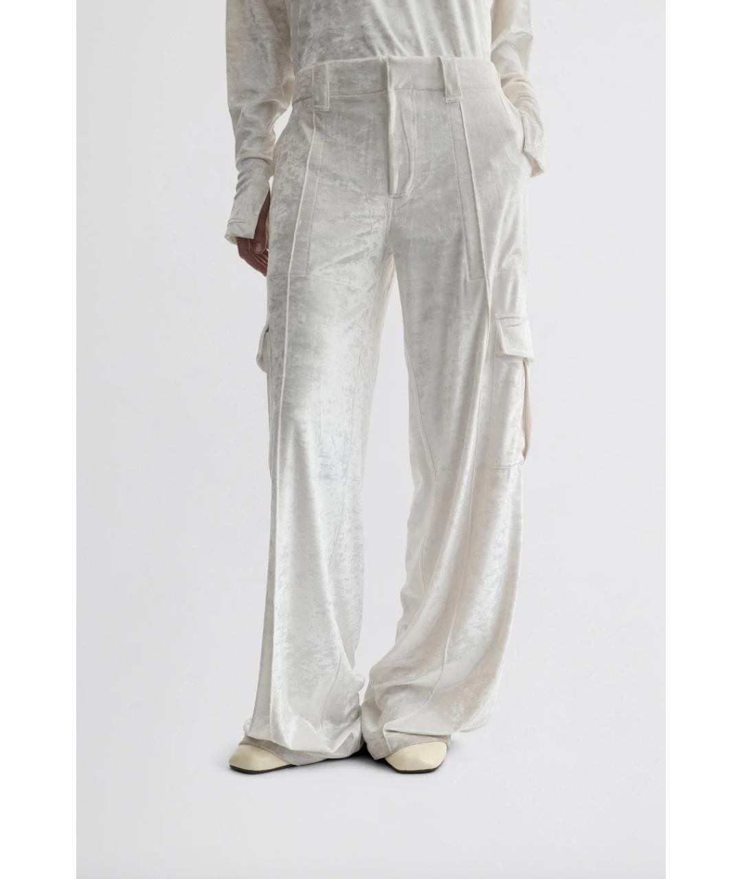 PHOEBE PHILO Белые хлопковые прямые брюки, фото 4
