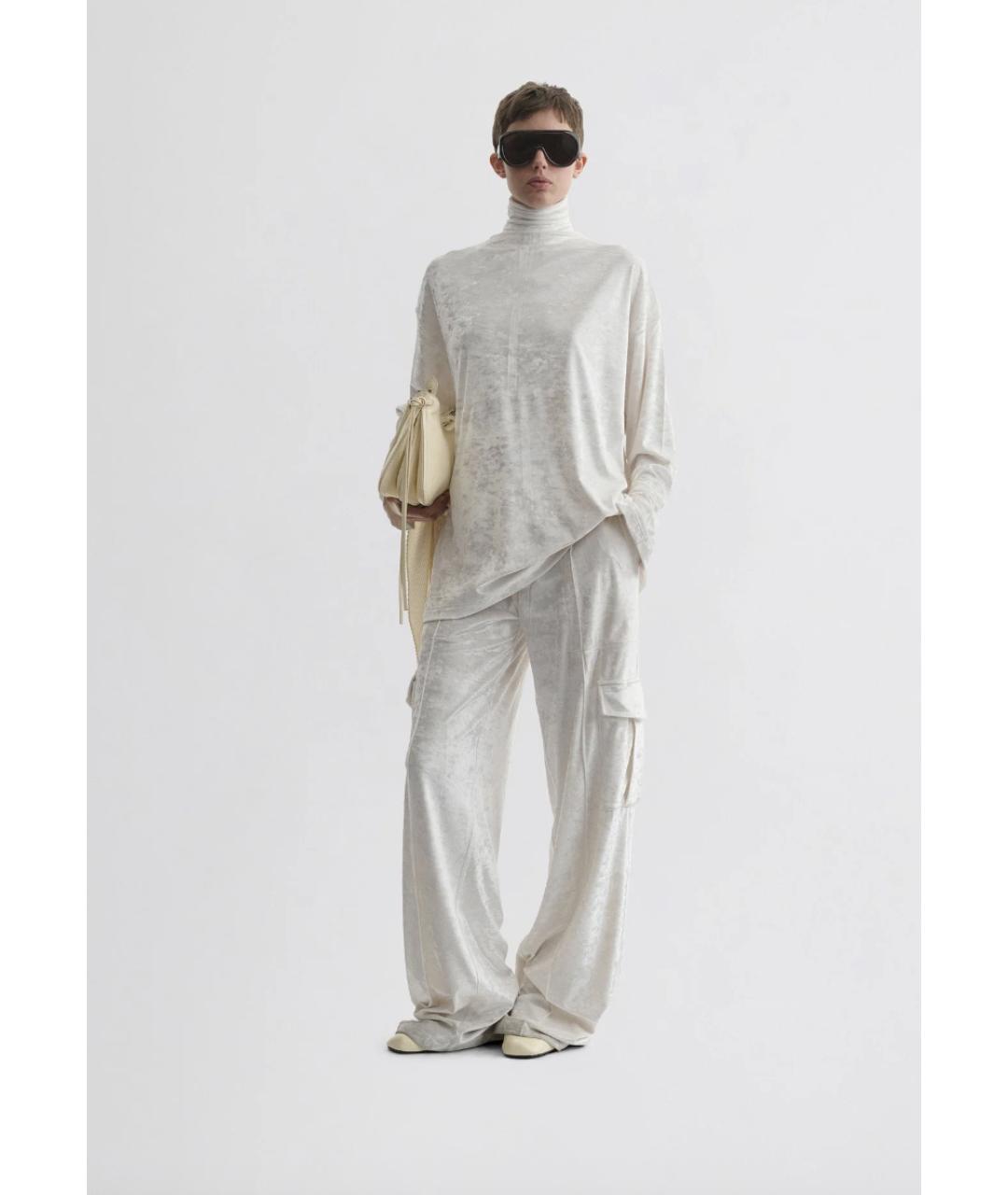 PHOEBE PHILO Белые хлопковые прямые брюки, фото 3