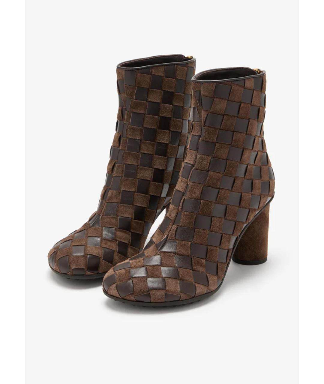 BOTTEGA VENETA Коричневые кожаные ботильоны, фото 4