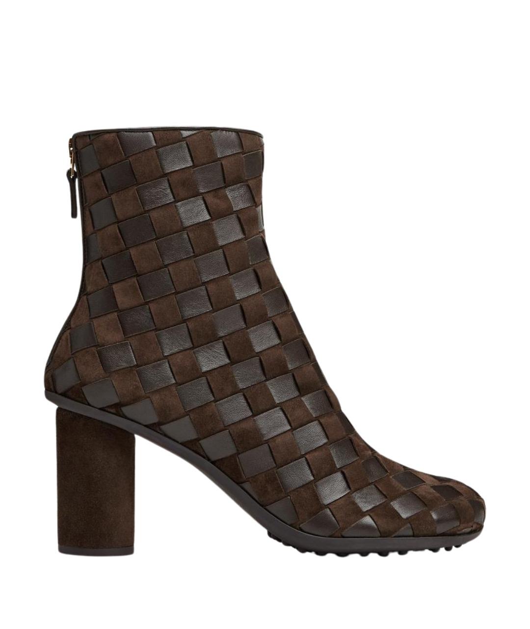 BOTTEGA VENETA Коричневые кожаные ботильоны, фото 1