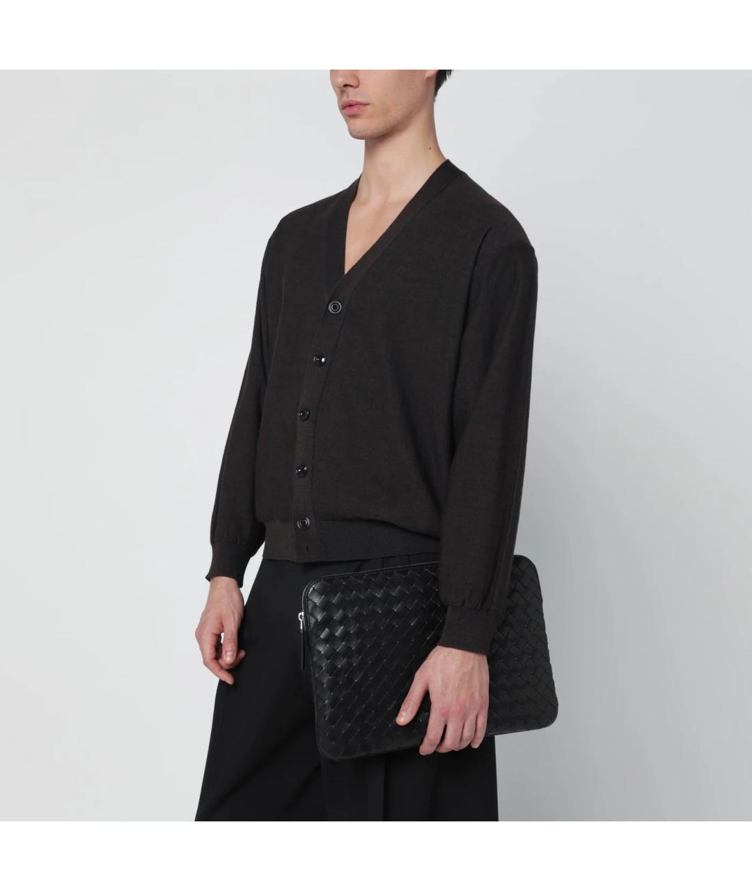 BOTTEGA VENETA Черная кожаная папка для документов, фото 2