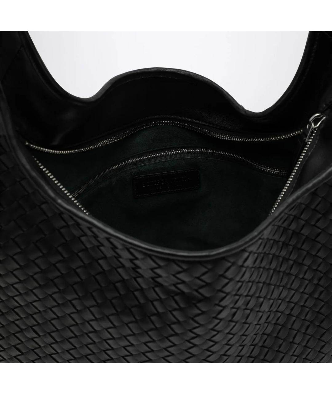 BOTTEGA VENETA Черная кожаная сумка на плечо, фото 4