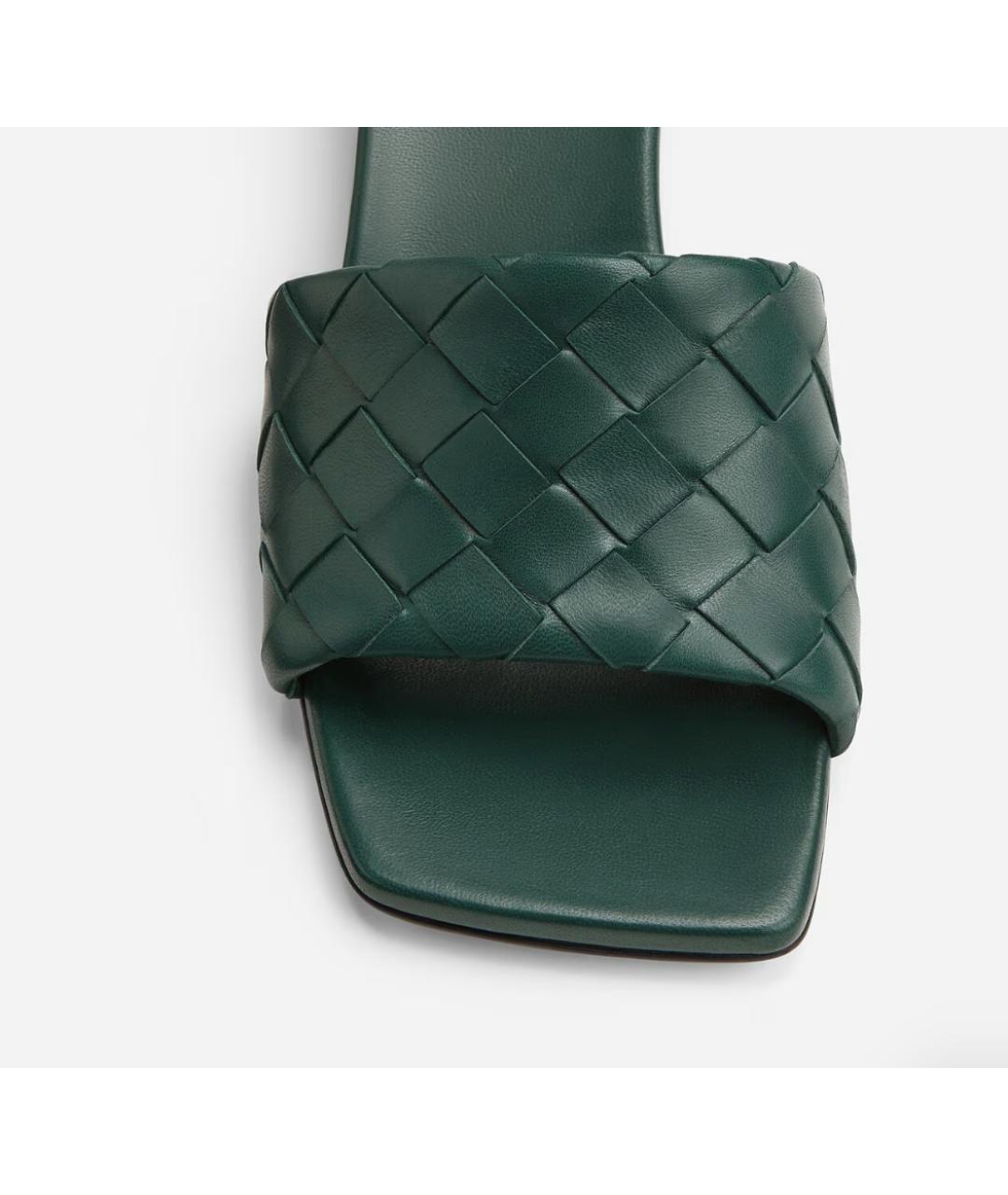 BOTTEGA VENETA Зеленые кожаные мюли, фото 4