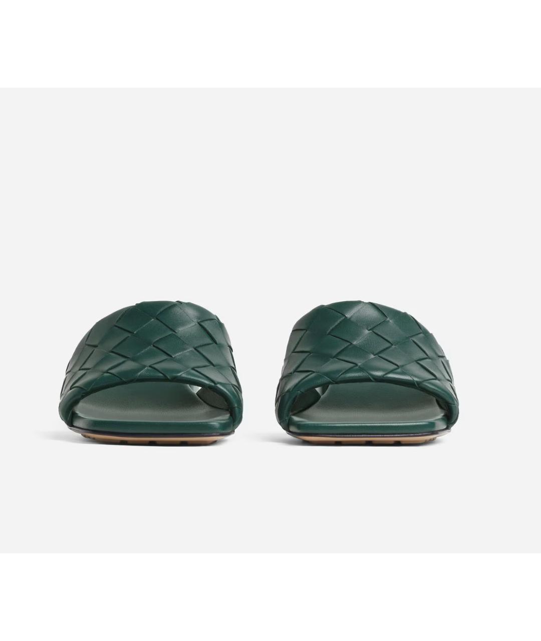 BOTTEGA VENETA Зеленые кожаные мюли, фото 3