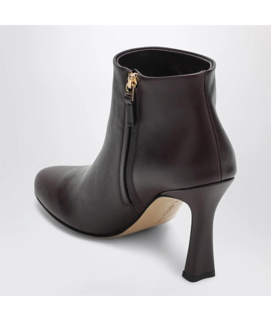 BOTTEGA VENETA Бордовые кожаные ботильоны, фото 4