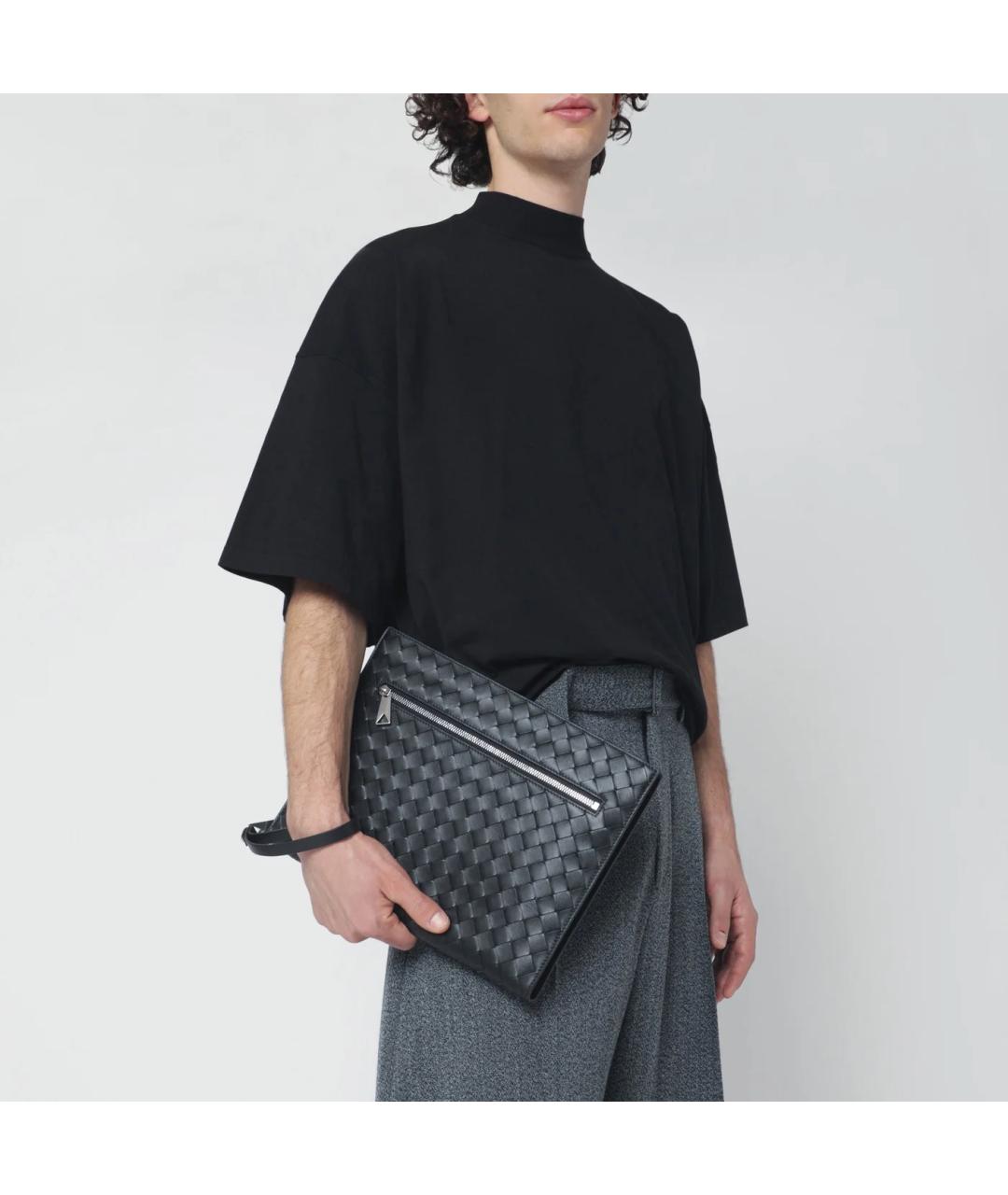 BOTTEGA VENETA Черная кожаная папка для документов, фото 2