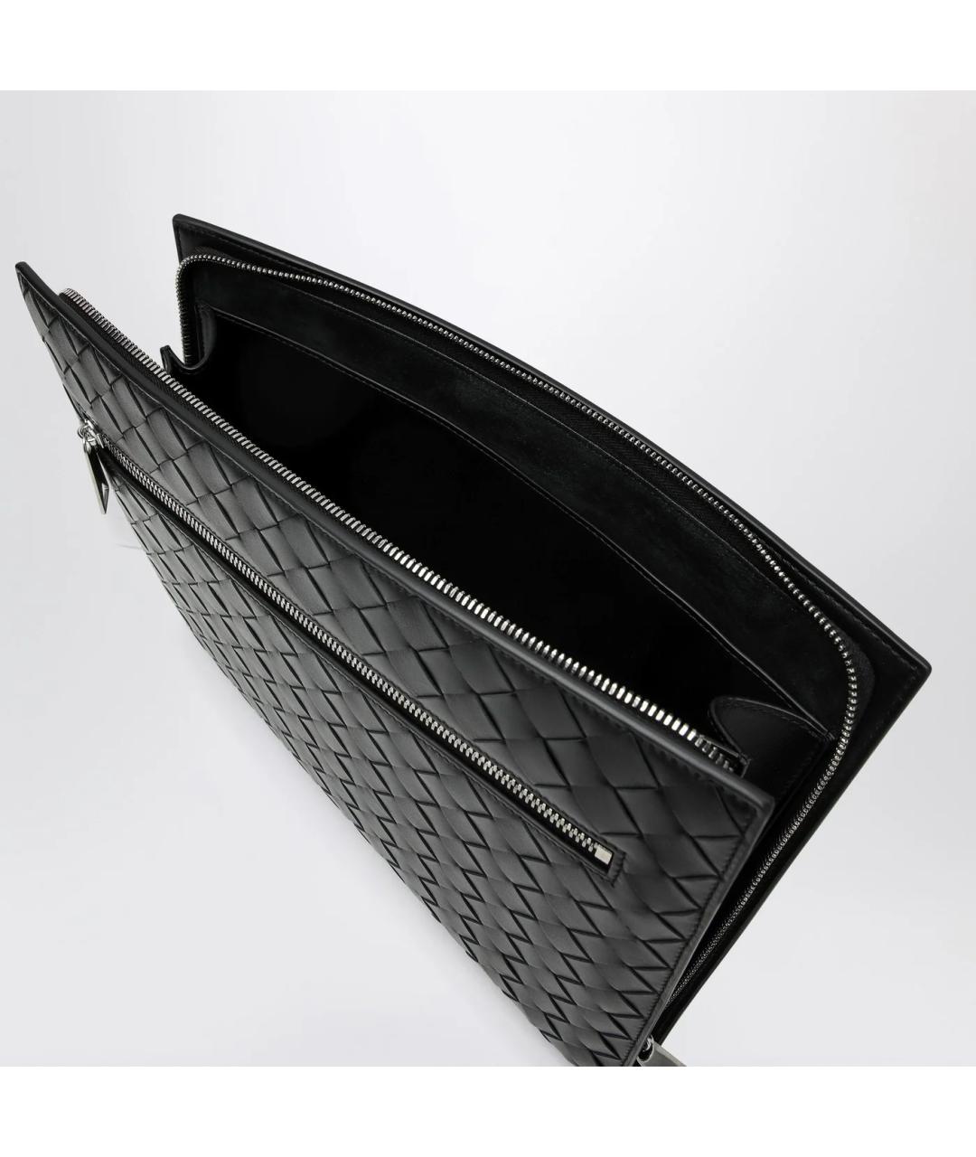 BOTTEGA VENETA Черная кожаная папка для документов, фото 4
