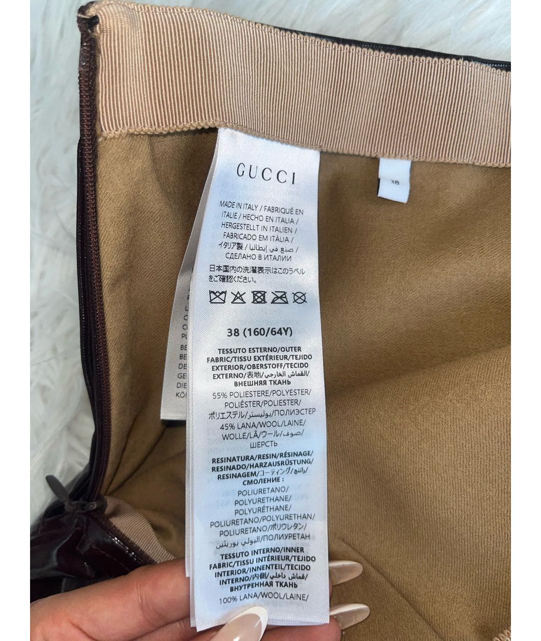 GUCCI Бордовая юбка мини, фото 4
