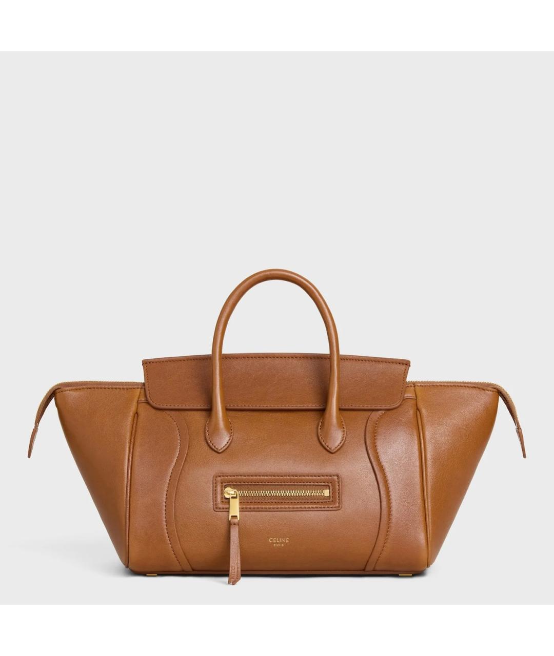 CELINE Коричневая кожаная сумка тоут, фото 3