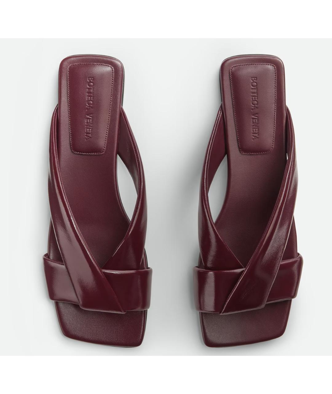 BOTTEGA VENETA Бордовые шлепанцы из лакированной кожи, фото 5