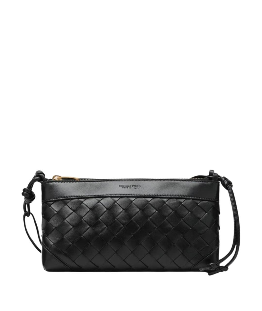 BOTTEGA VENETA Черная кожаная сумка через плечо, фото 1