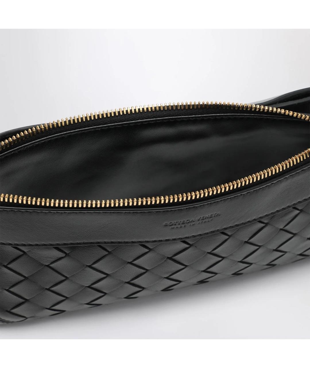 BOTTEGA VENETA Черная кожаная сумка через плечо, фото 4
