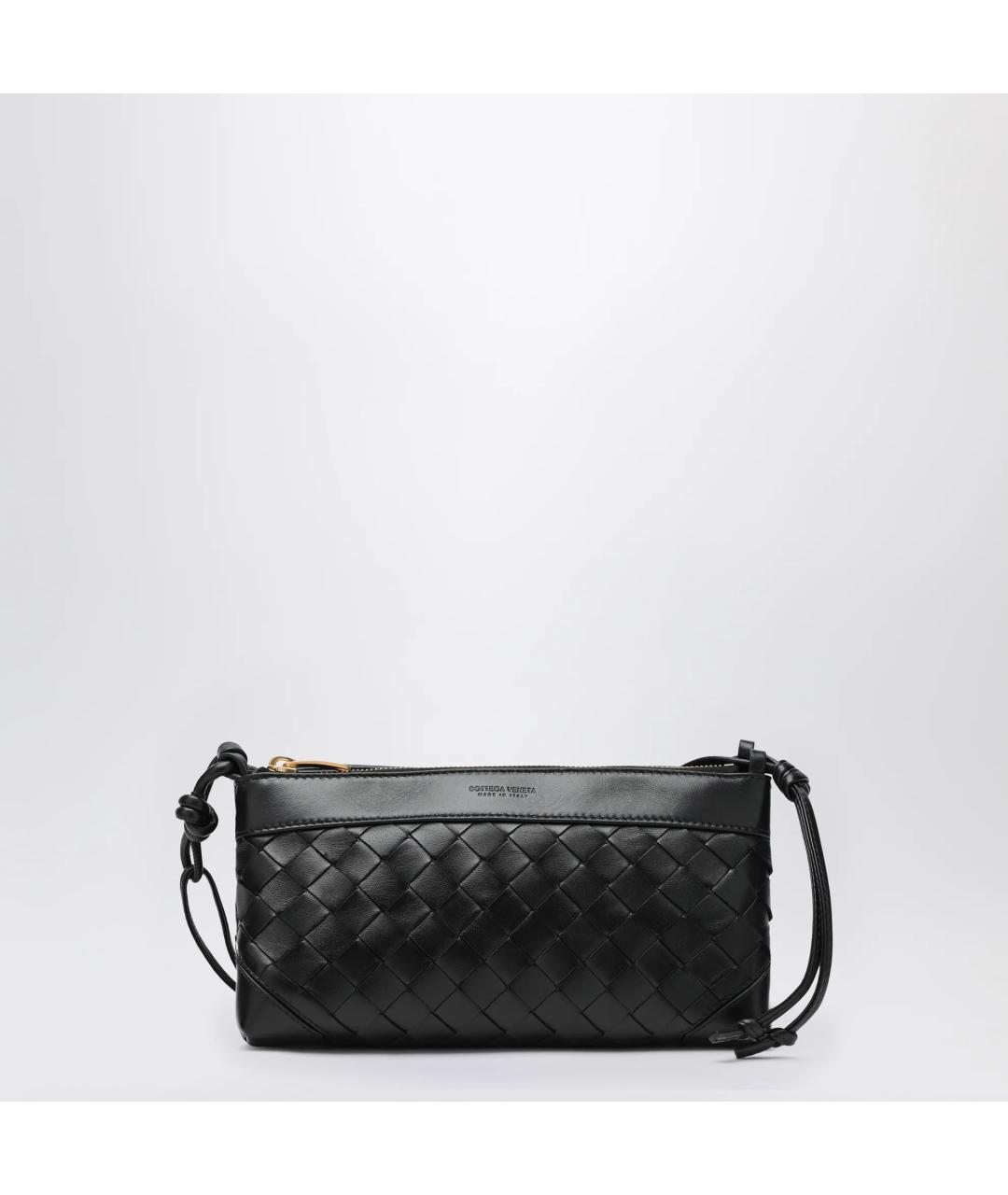 BOTTEGA VENETA Черная кожаная сумка через плечо, фото 7