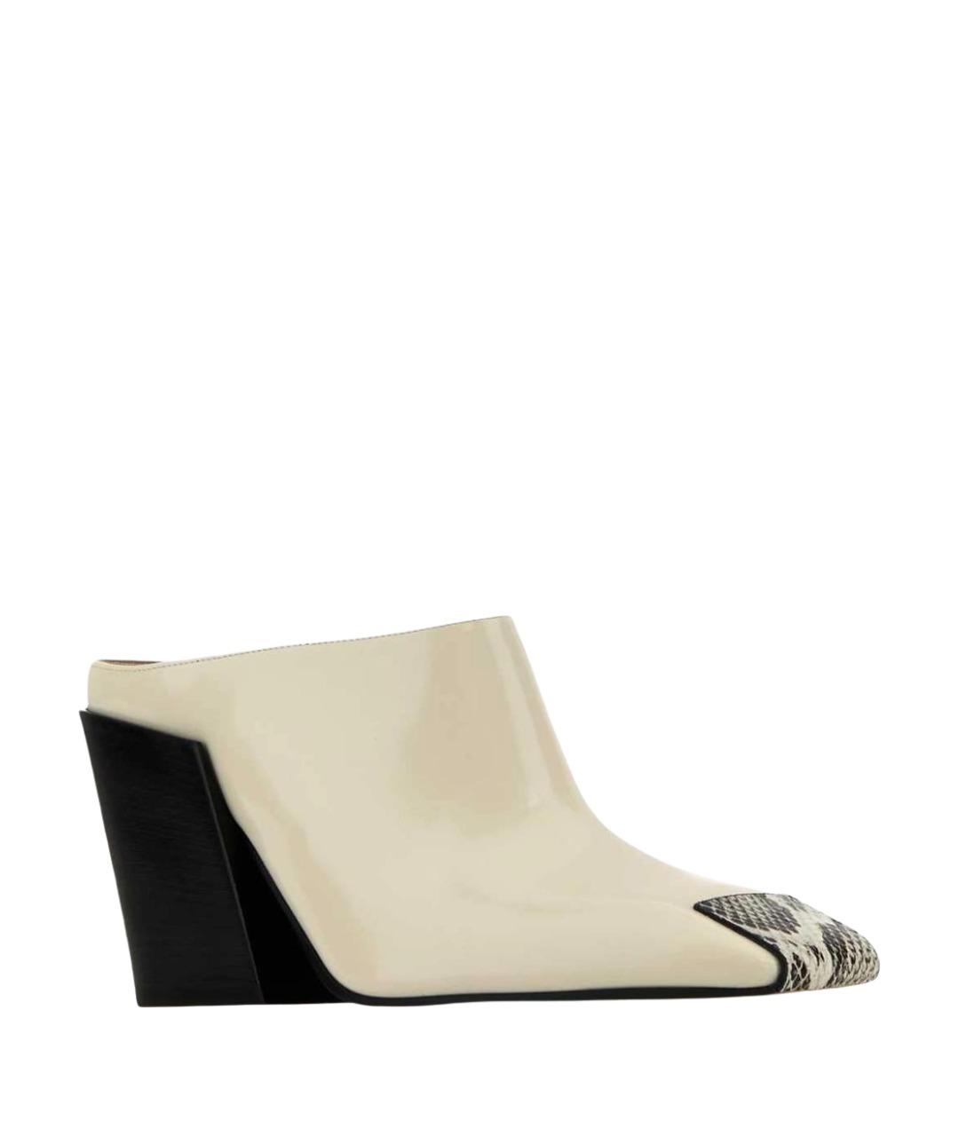 BOTTEGA VENETA Белые кожаные сабо, фото 2