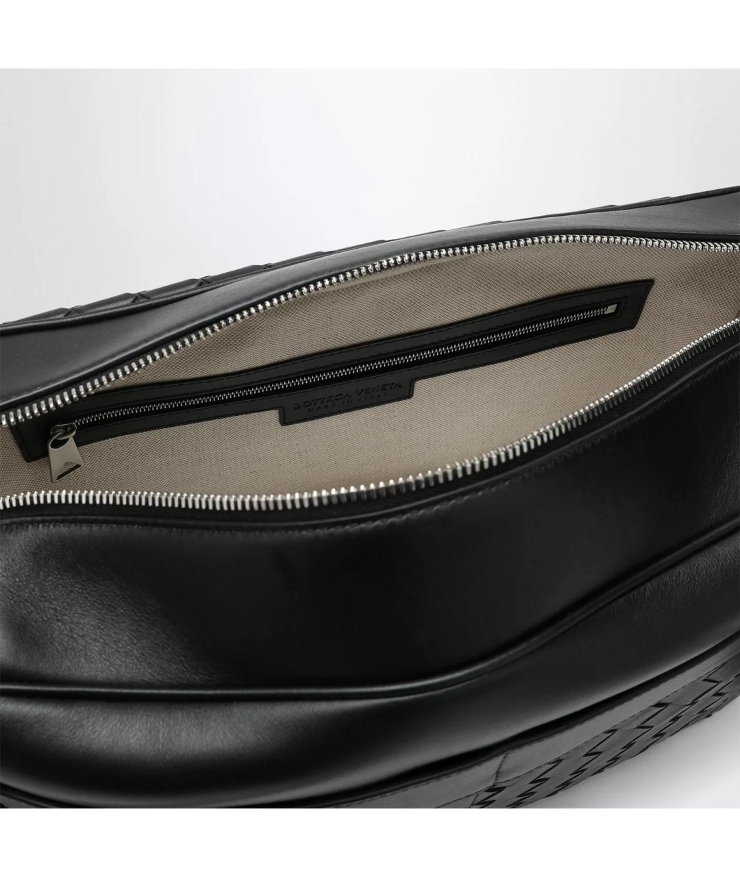 BOTTEGA VENETA Черная кожаная сумка на плечо, фото 4