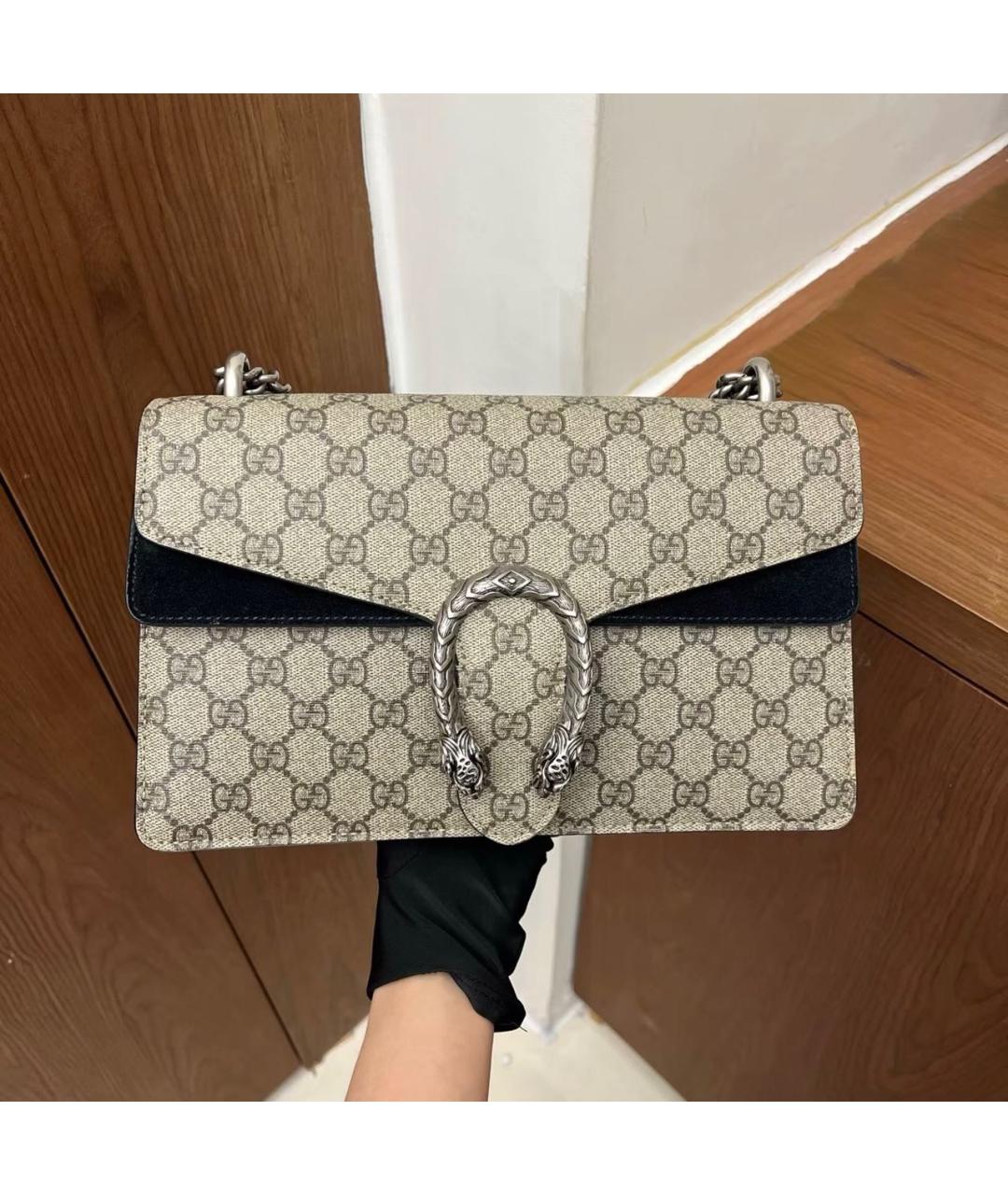 GUCCI Бежевая сумка через плечо из канвы, фото 9
