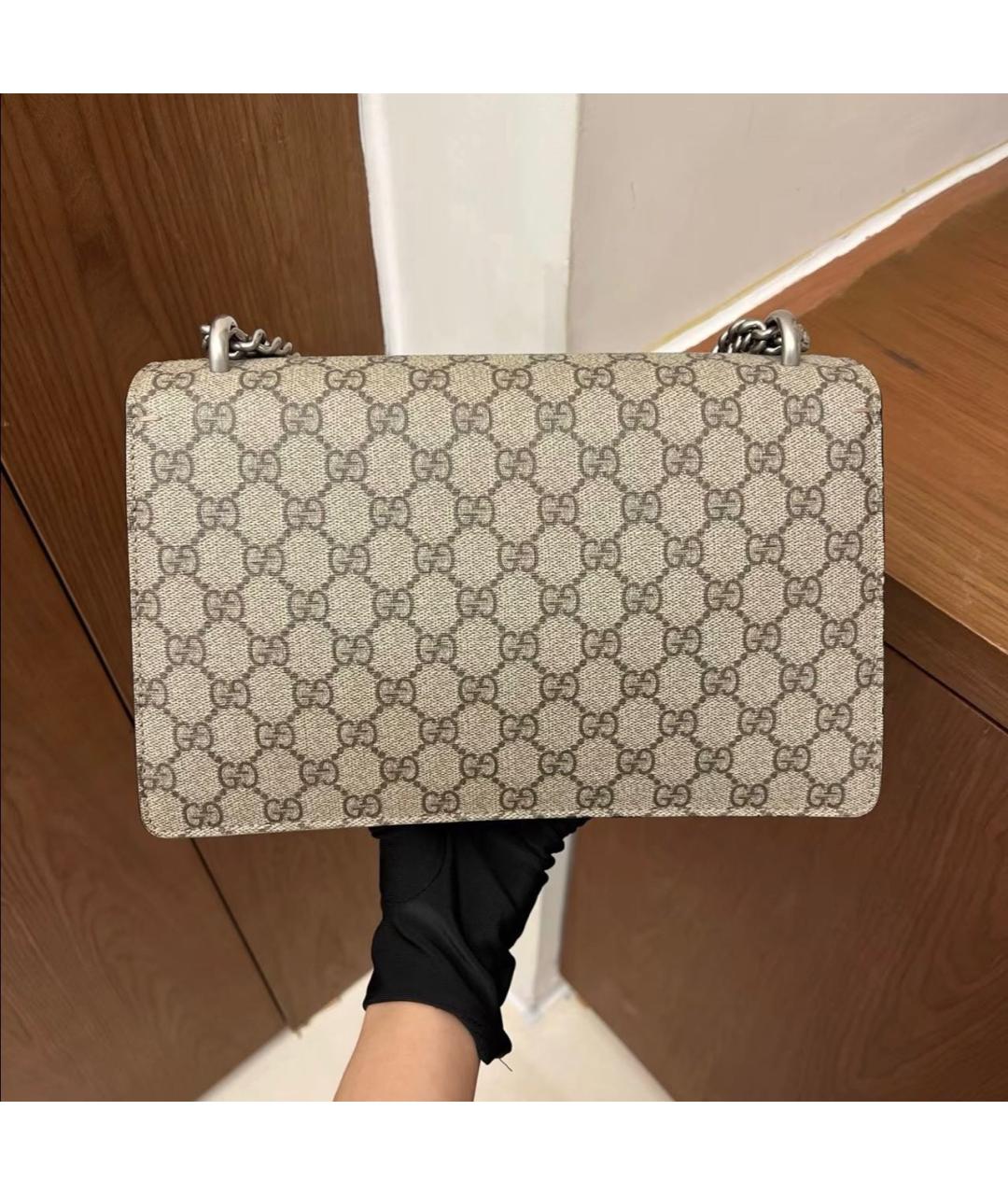 GUCCI Бежевая сумка через плечо из канвы, фото 2