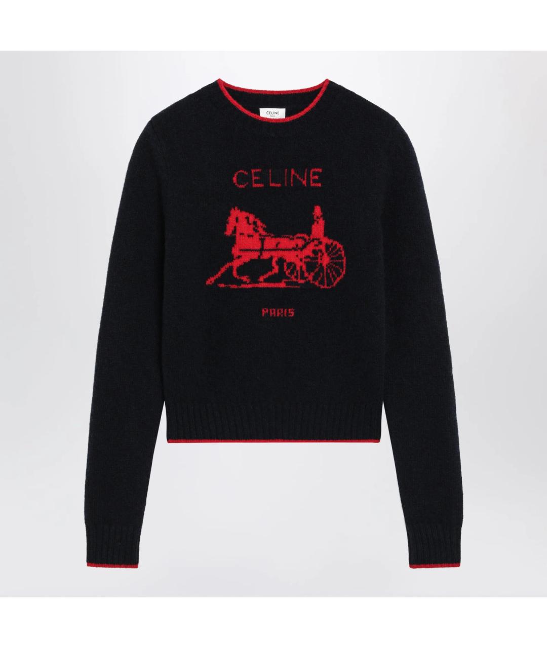 CELINE Темно-синий шерстяной джемпер / свитер, фото 3
