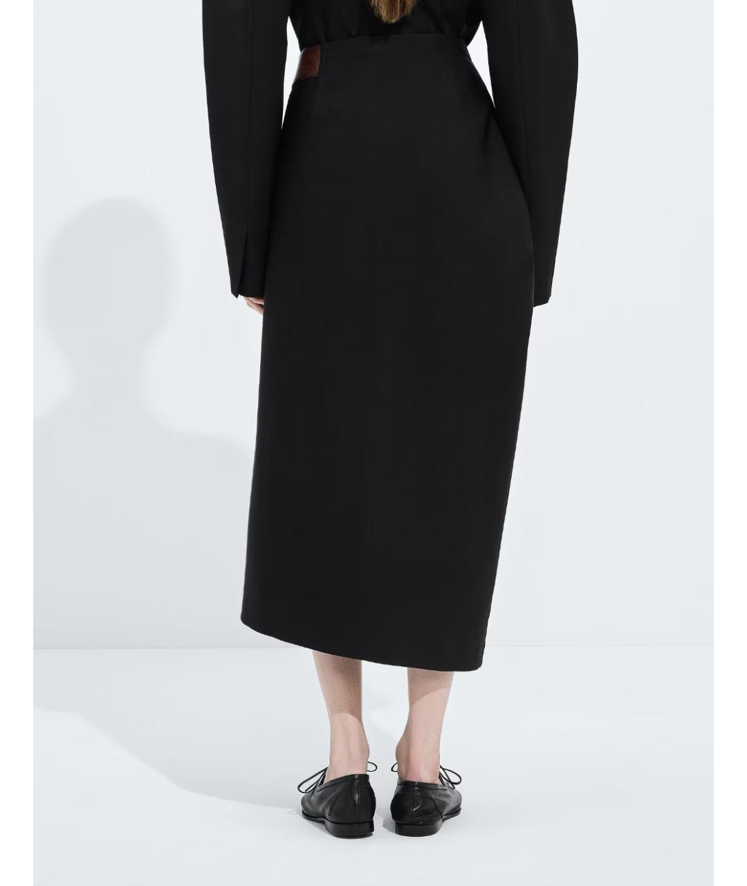 BOTTEGA VENETA Черная шерстяная юбка миди, фото 4
