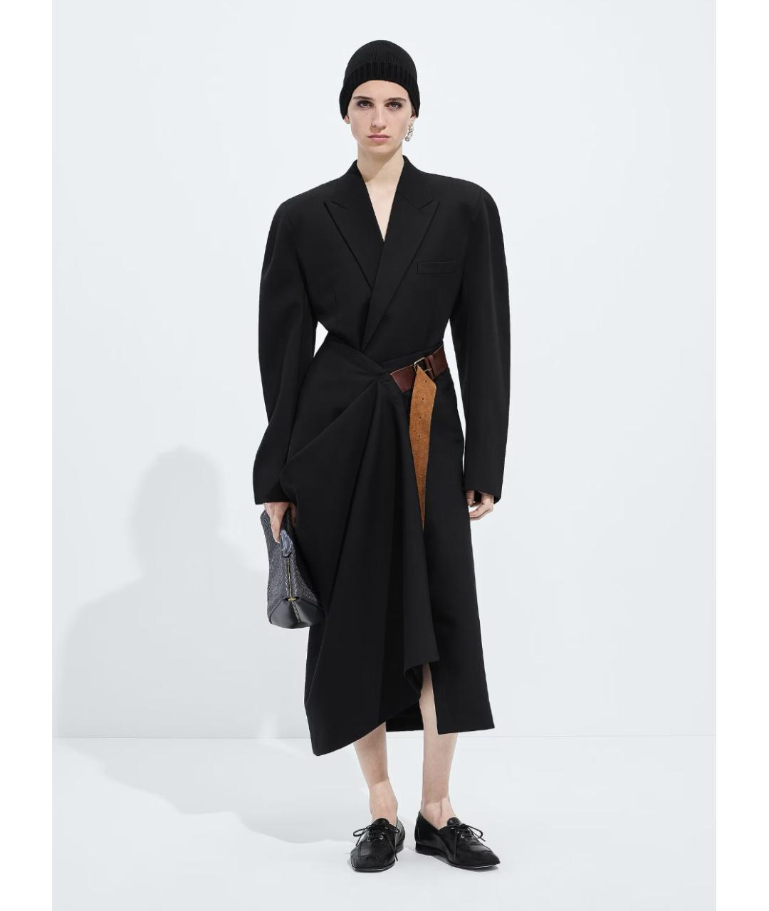 BOTTEGA VENETA Черная шерстяная юбка миди, фото 2