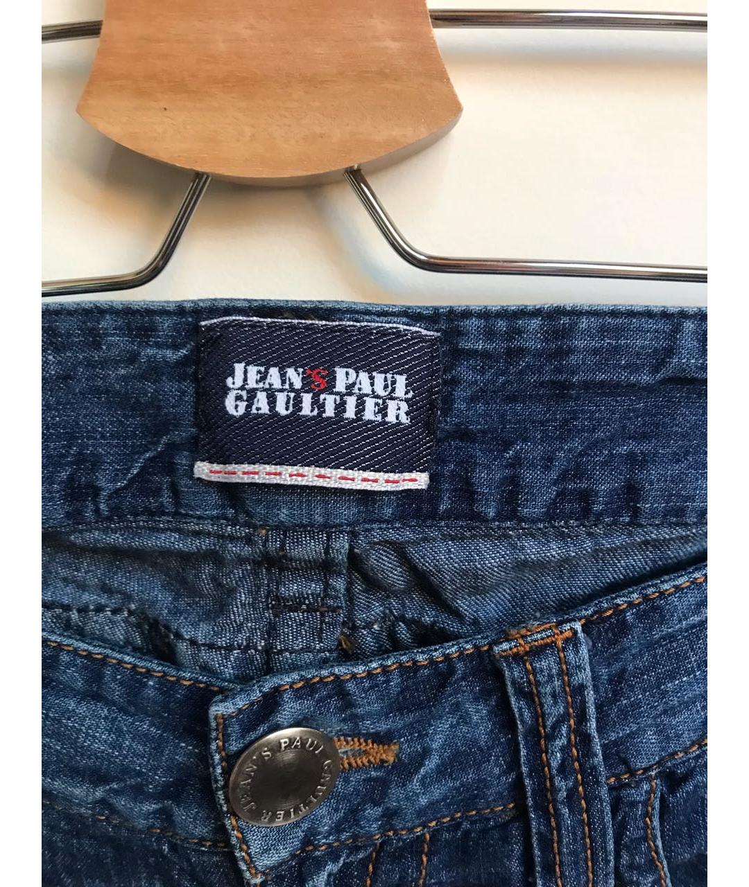 JEAN PAUL GAULTIER VINTAGE Синие хлопко-леновые прямые джинсы, фото 3