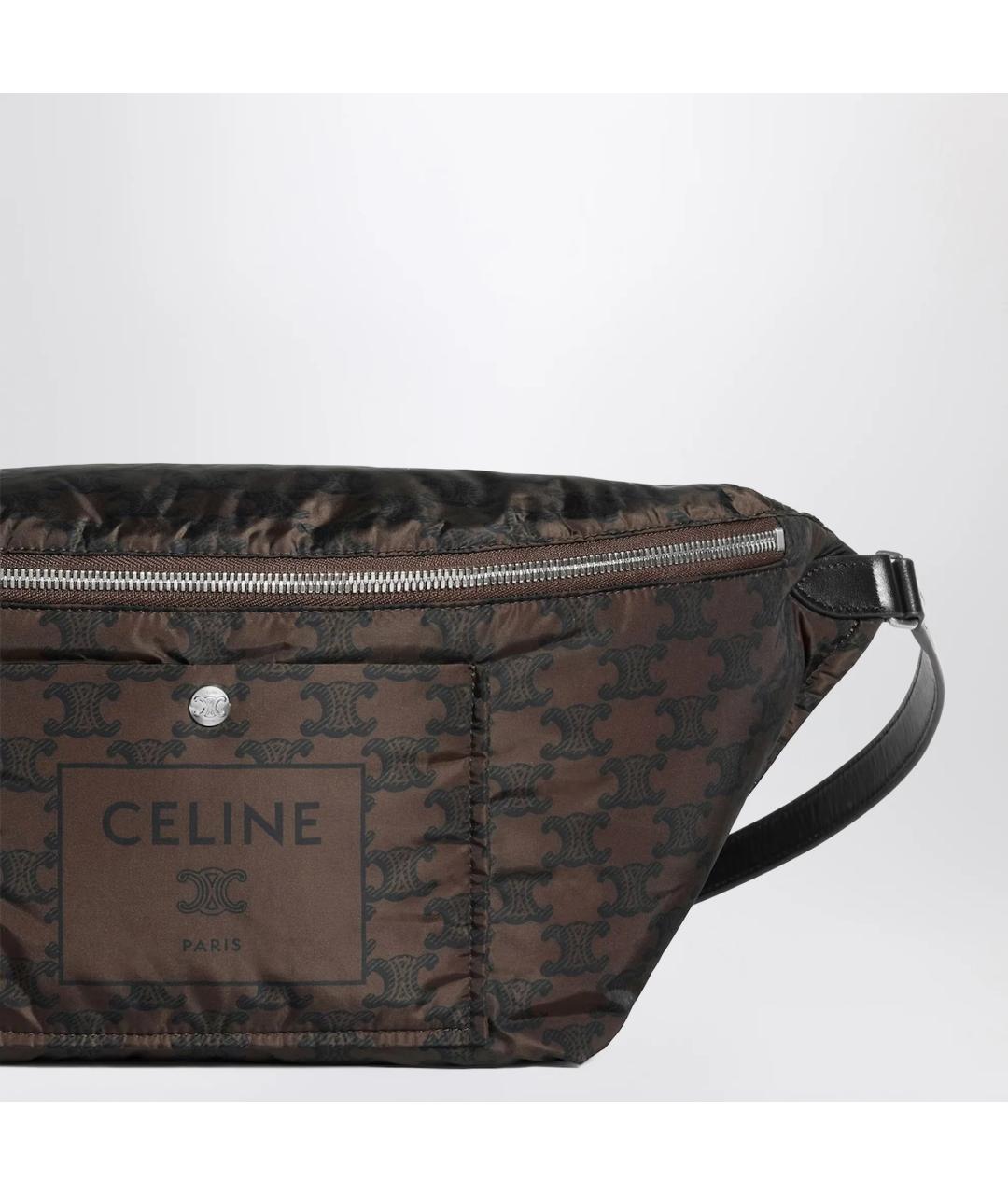 CELINE Коричневая нейлоновая сумка на плечо, фото 2